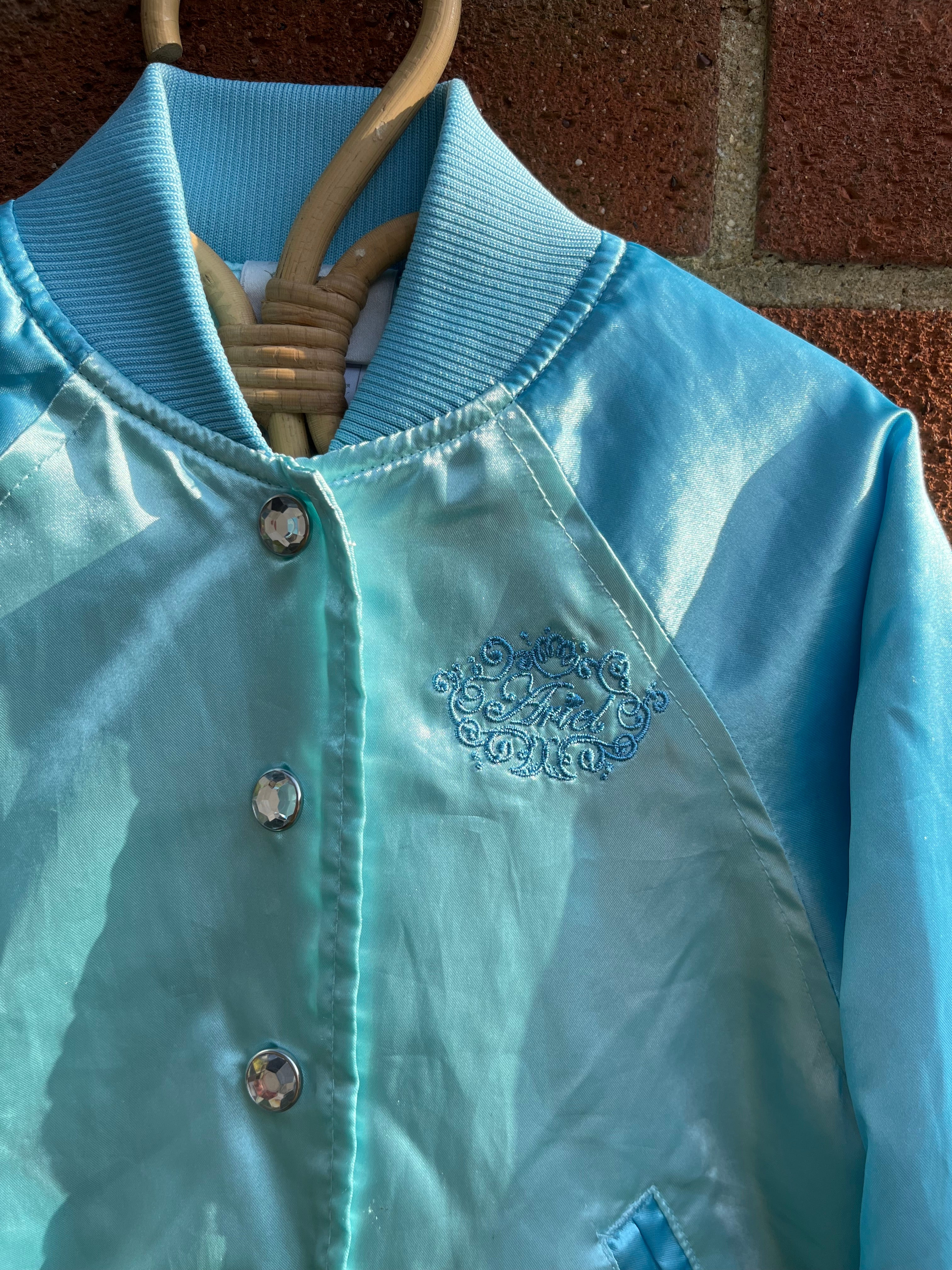 Super Vintage Walt Disney ‘Ariel’ Blue Silky Varsity Jacket ~ 4 Years