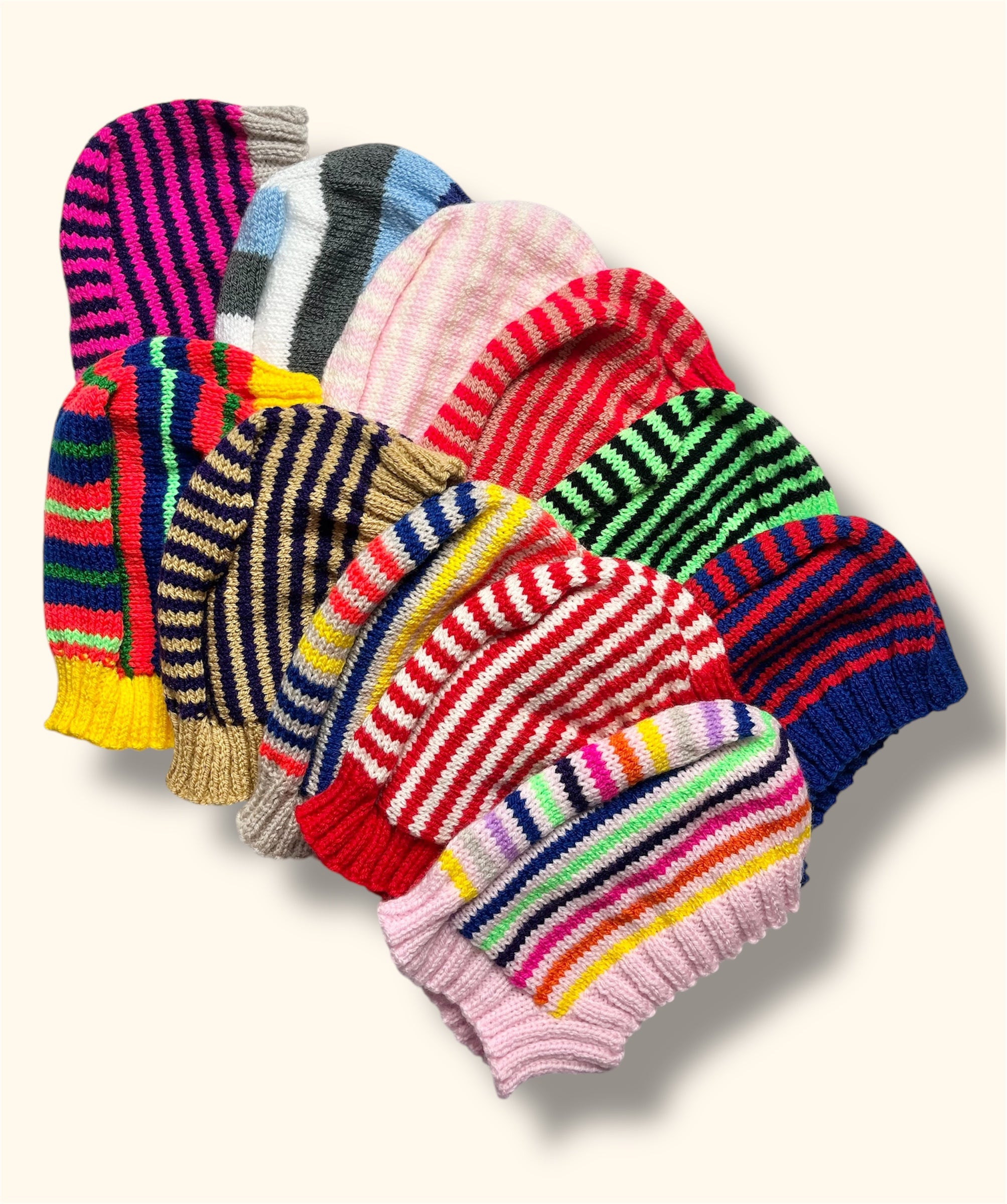 Titchy Kids Hand Knitted Striped Hood