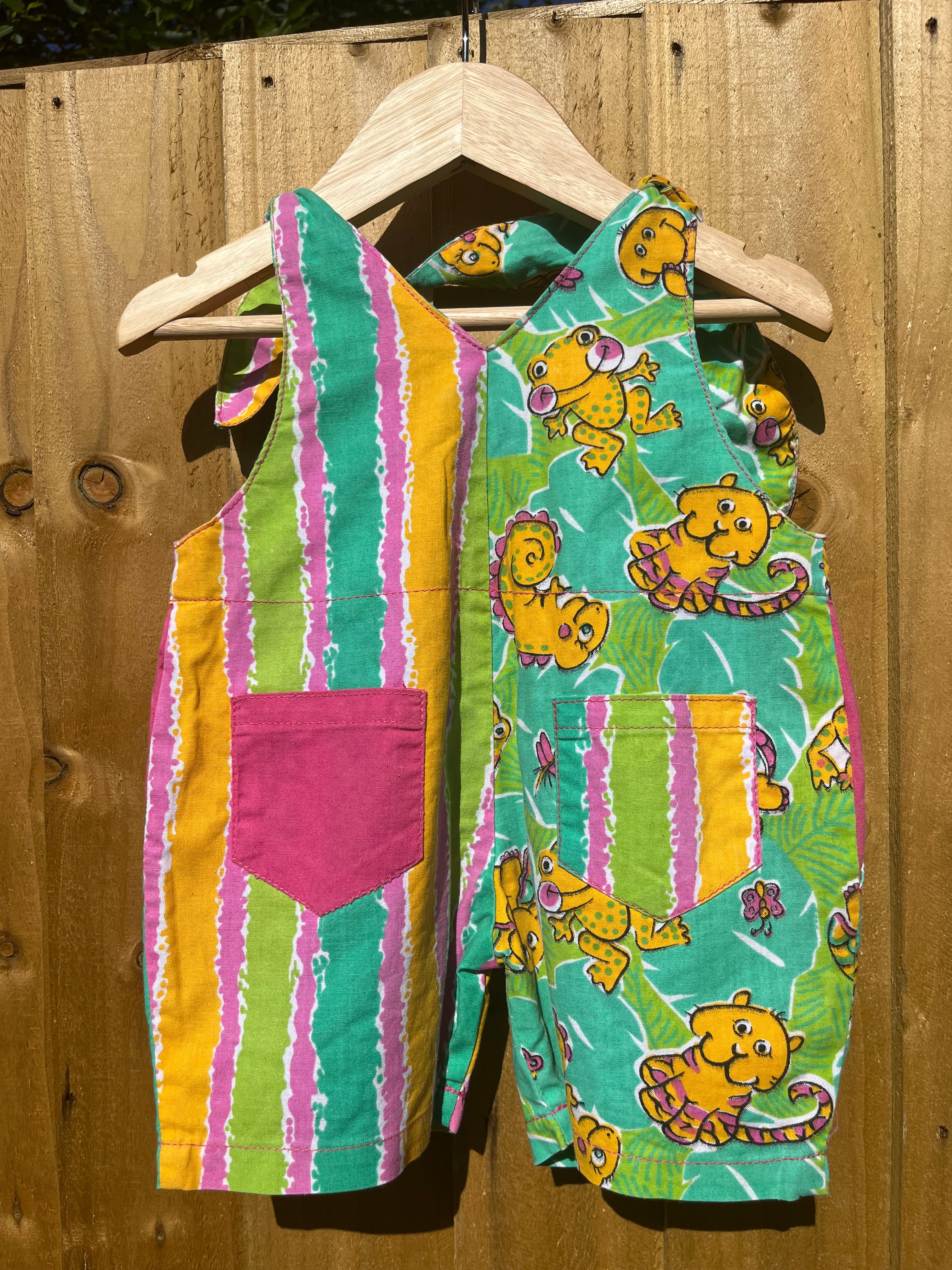Vintage Bright Stripe Romper W/ Animal Detail ~ 3-6 Months