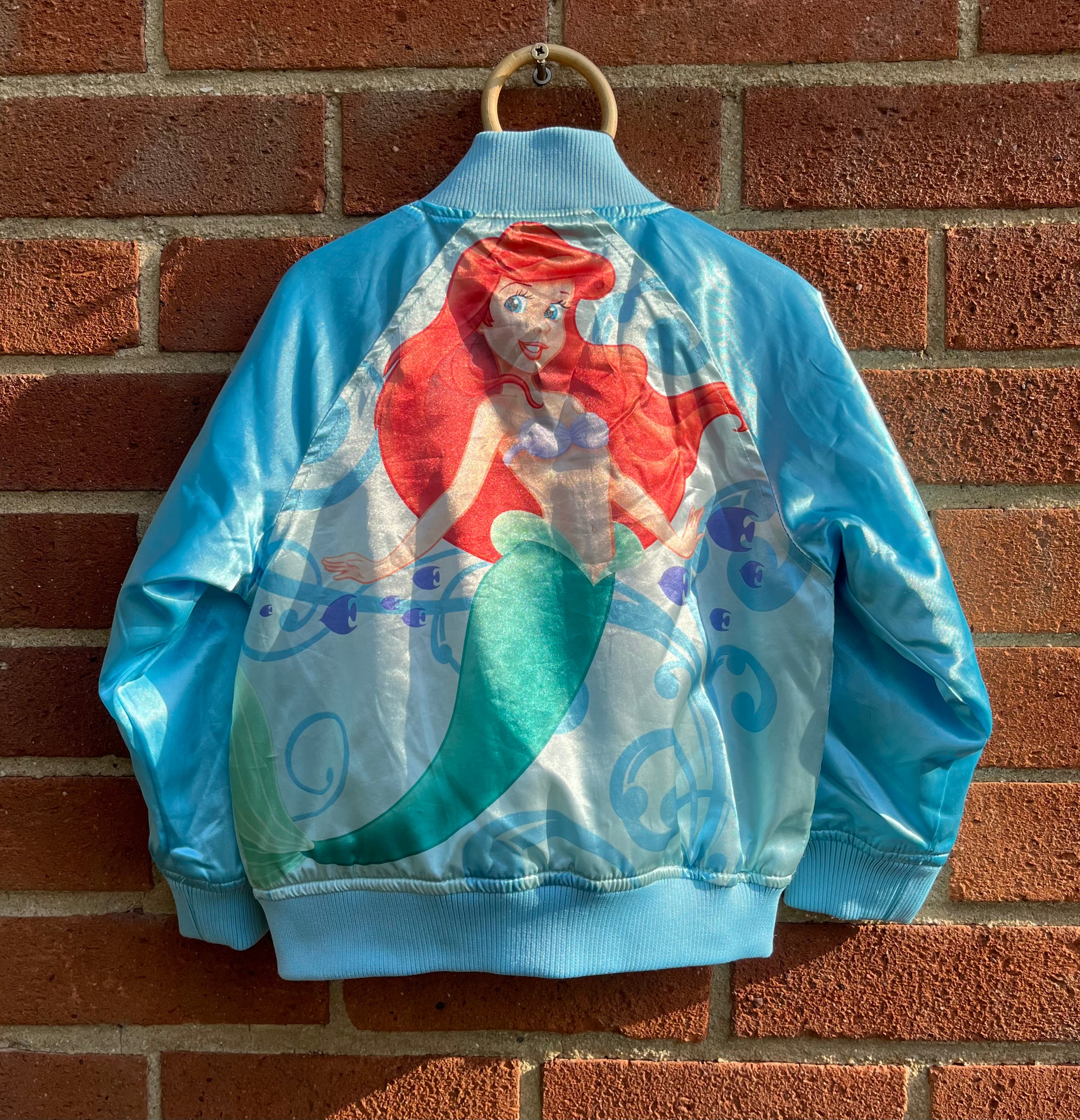 Super Vintage Walt Disney ‘Ariel’ Blue Silky Varsity Jacket ~ 4 Years