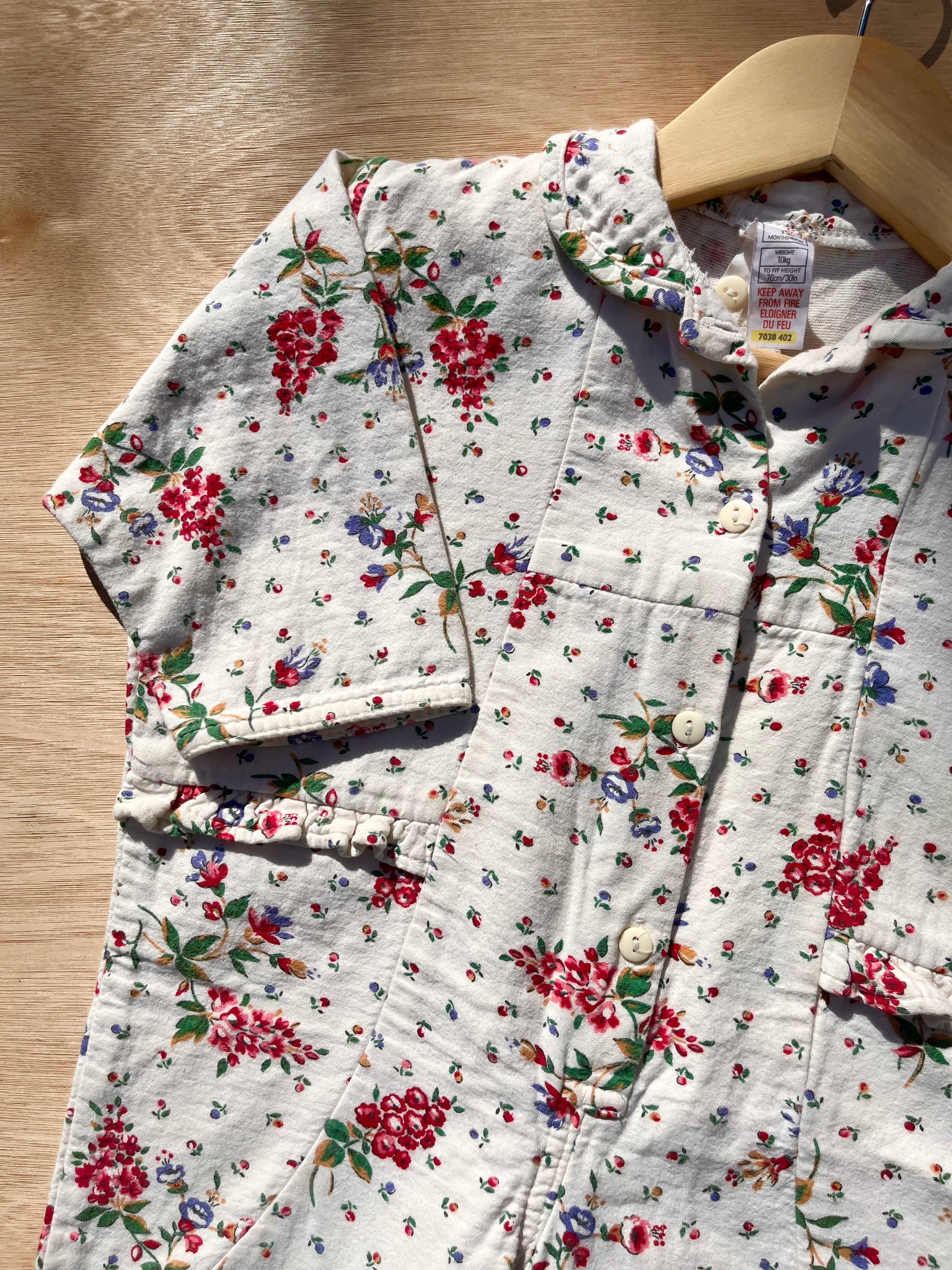 Beautiful Vintage St. Michael Floral Patterned Jersey Jumpsuit ~ 12 Months