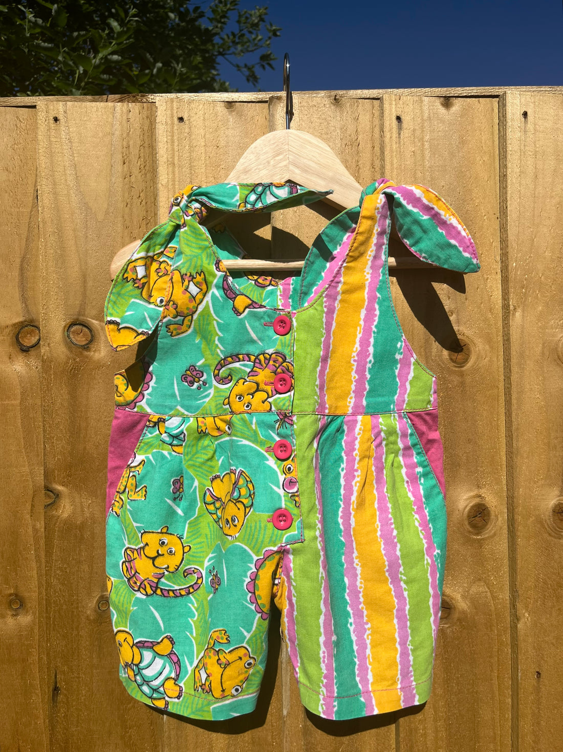 Vintage Bright Stripe Romper W/ Animal Detail ~ 3-6 Months