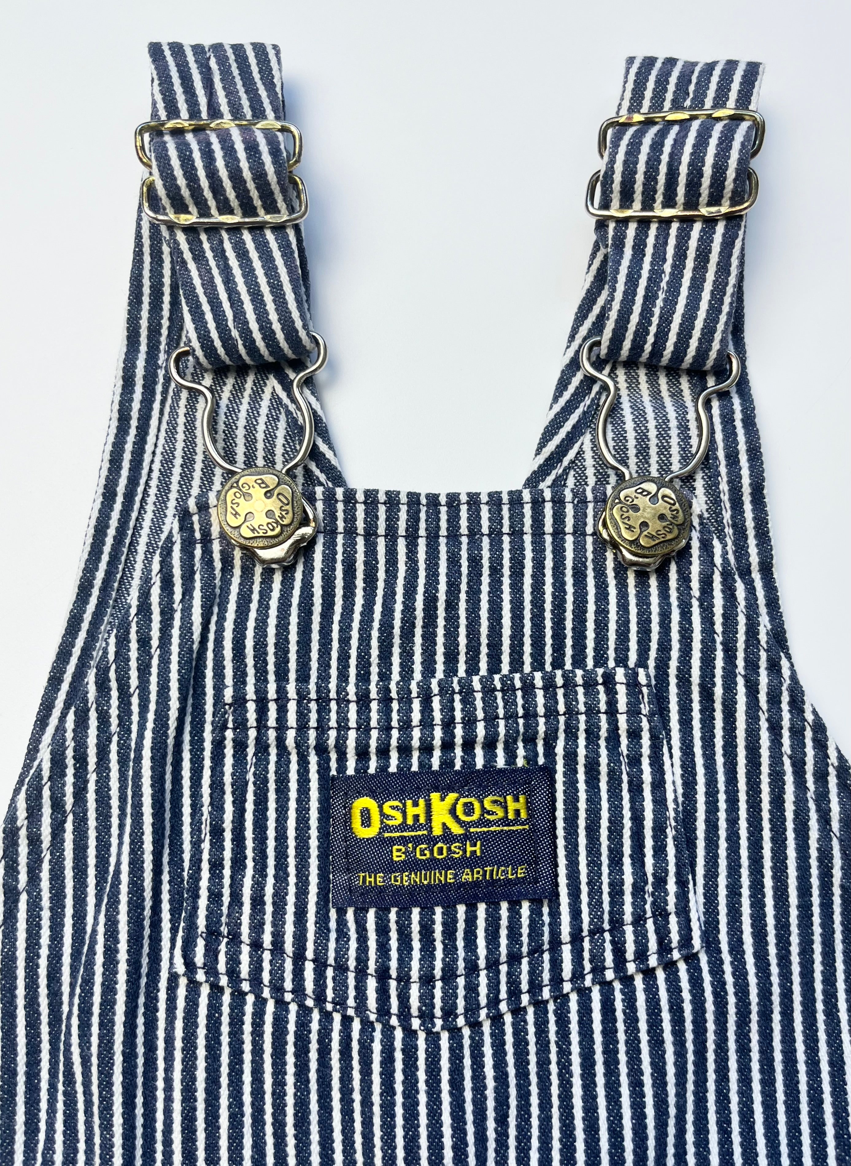 Vintage OshKosh Classic Hickory Stripe Dungarees ~ 12-18 Months