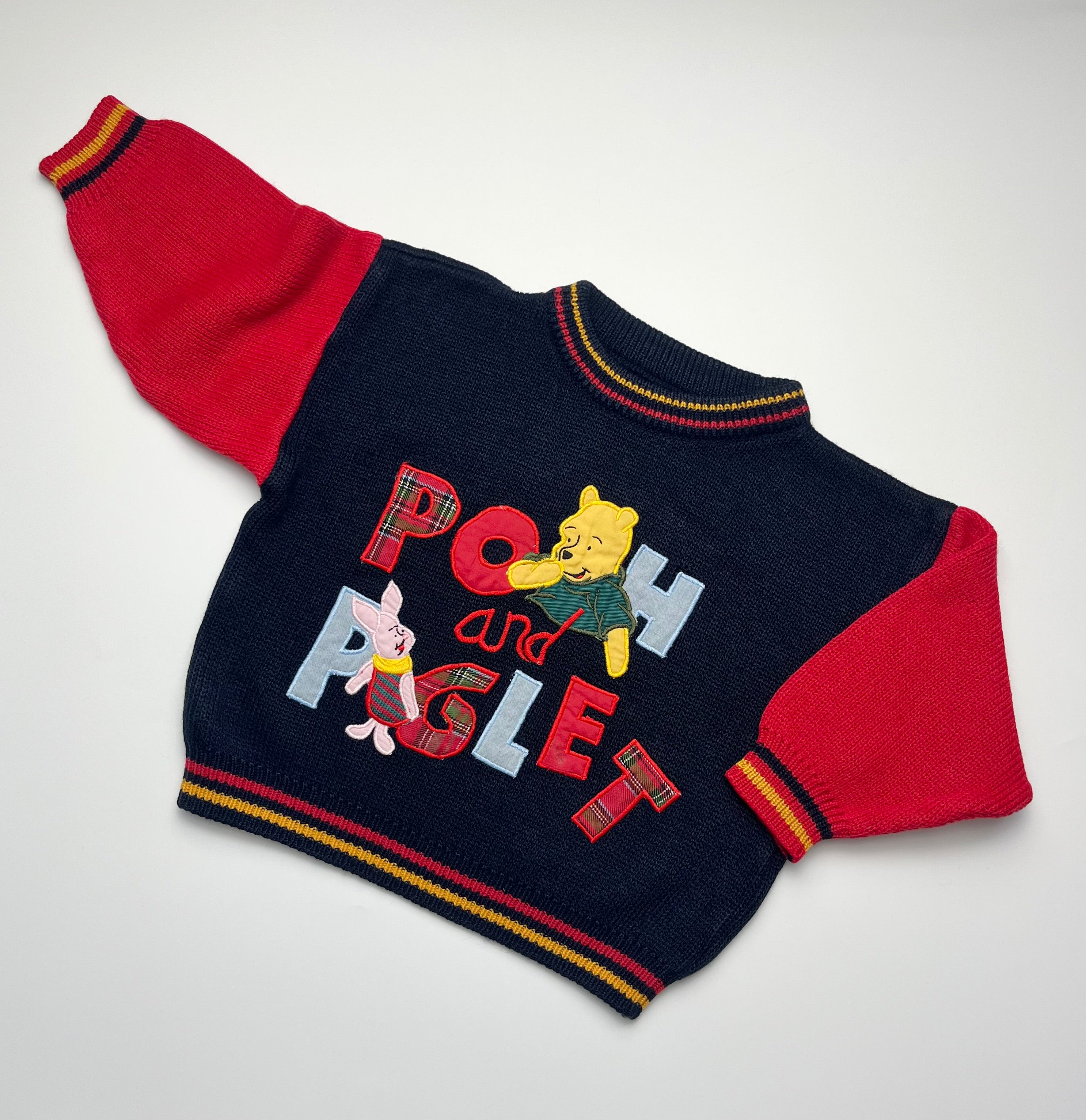 Vintage Winnie The Pooh & Piglet Navy & Red Jumper ~ 18-24 Months