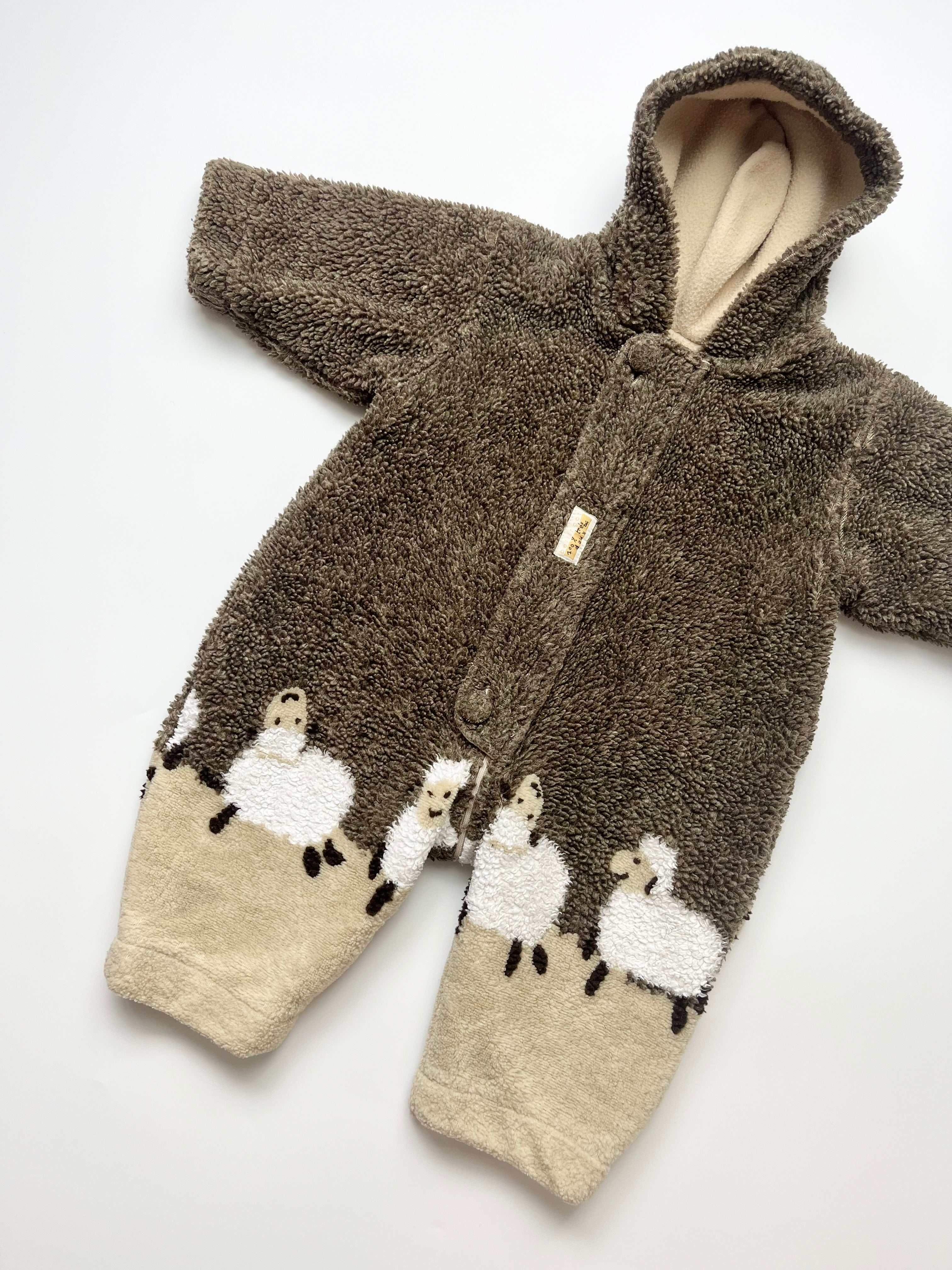 French Vintage Borg All-In-One / Pram Suit ~ 6 Months
