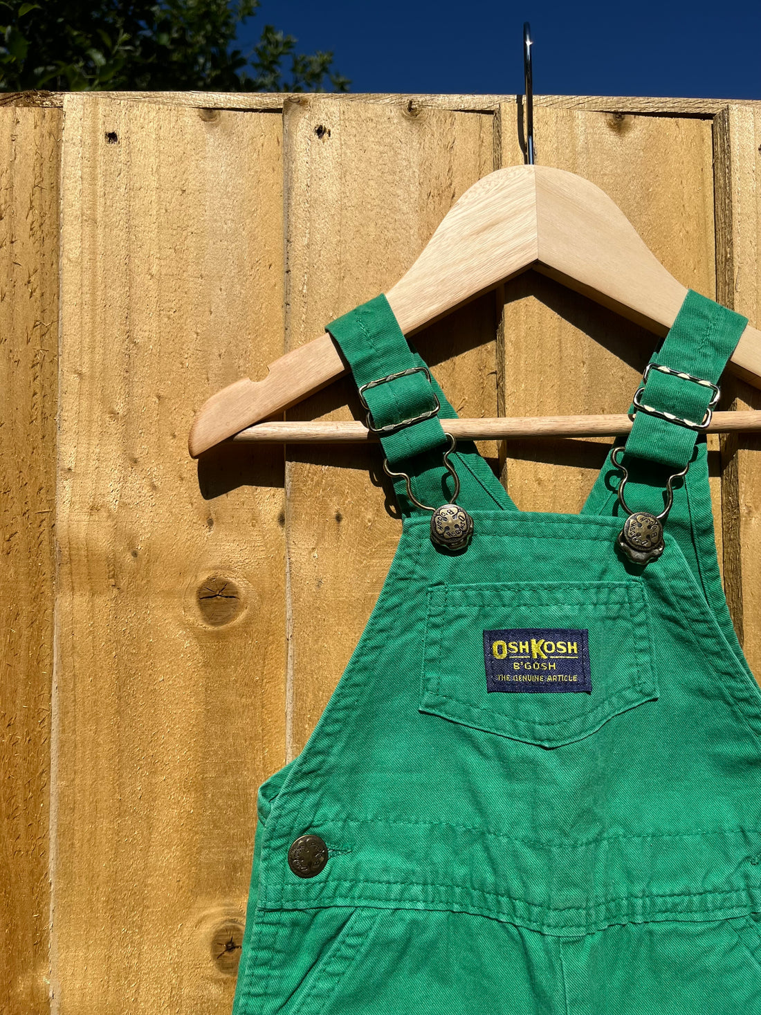 Vintage OshKosh Apple Green Shortalls ~ 3-6 Months