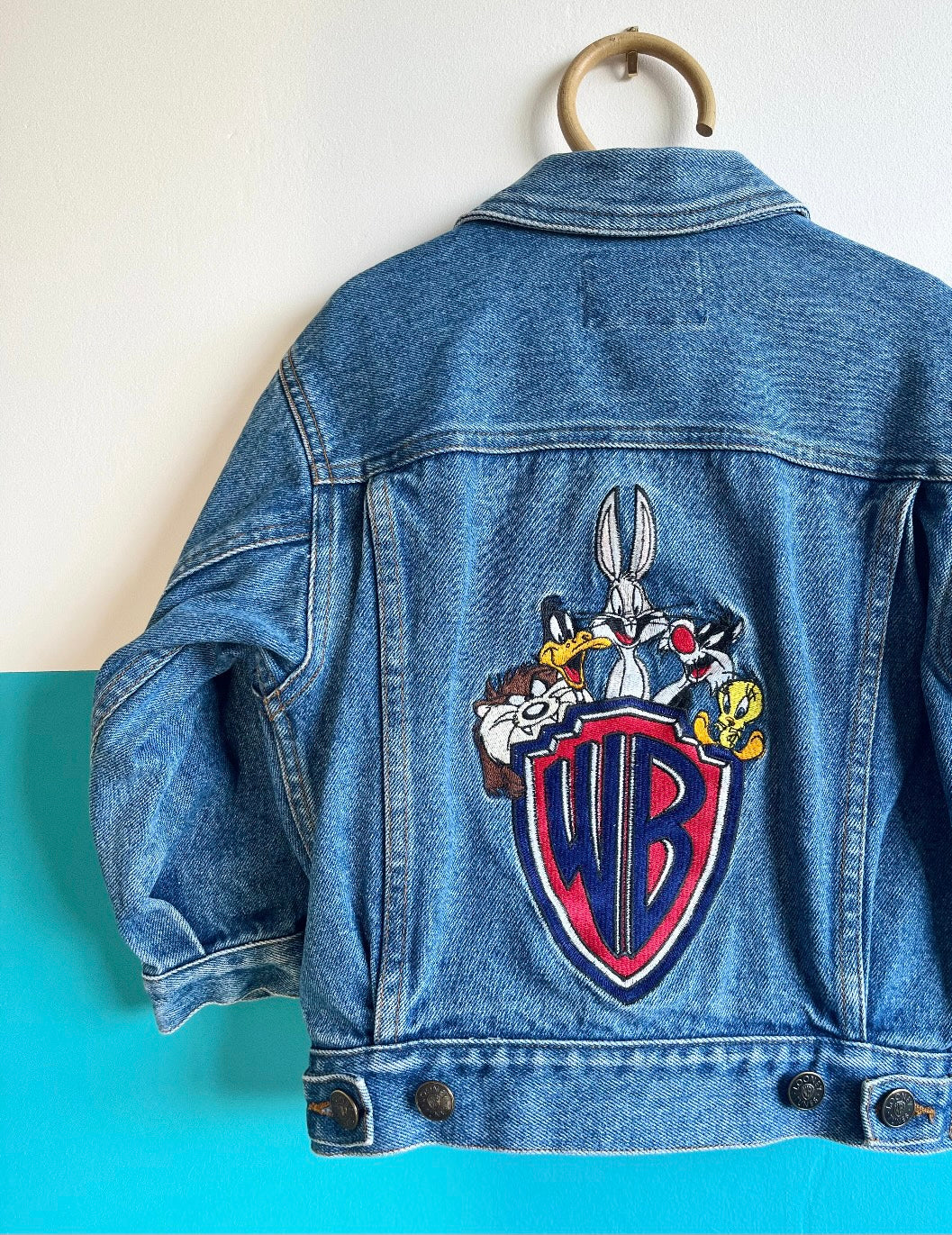 Vintage Looney Tunes Back Patch Denim Jacket ~ 18m-3 Years