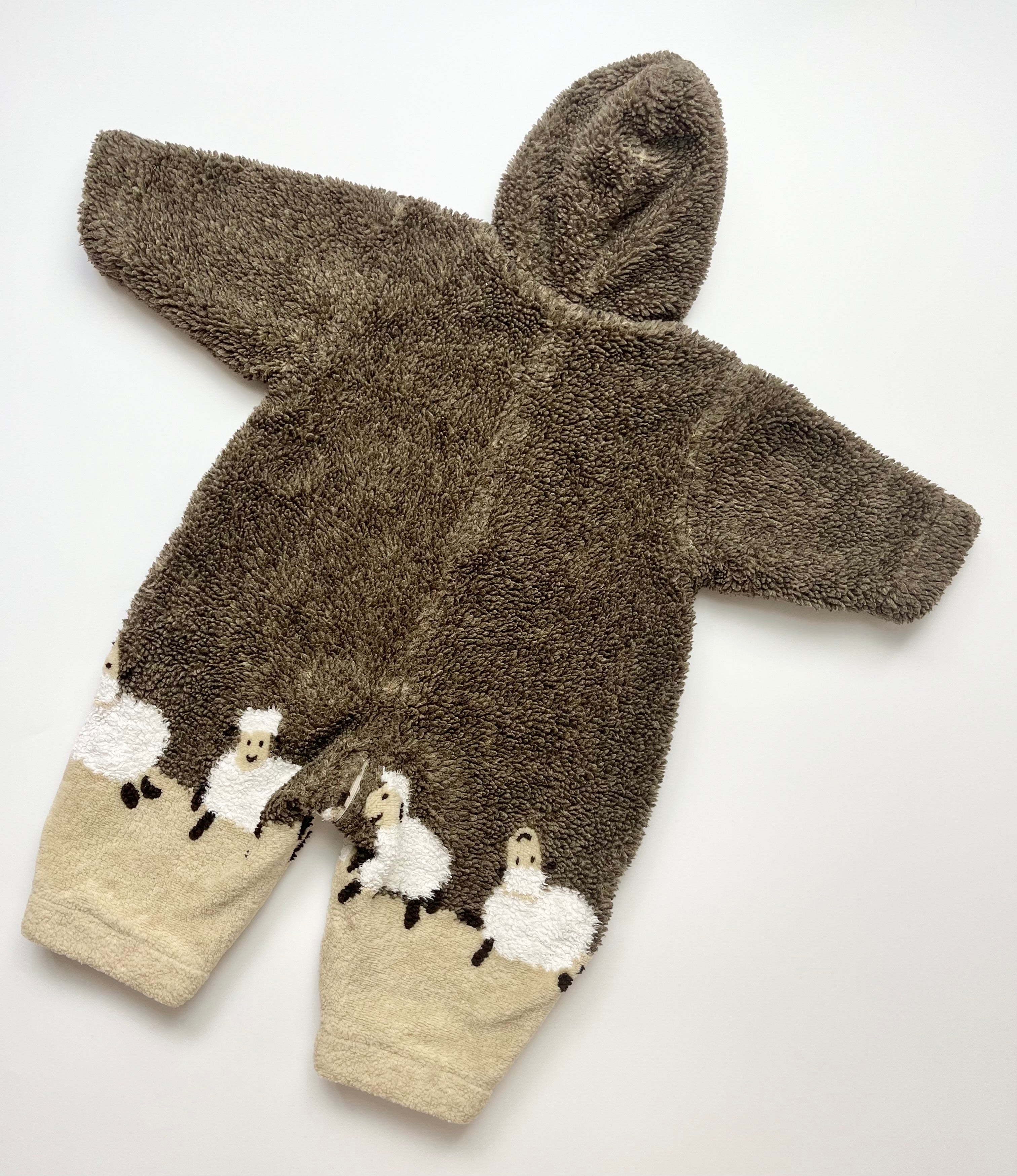 French Vintage Borg All-In-One / Pram Suit ~ 6 Months