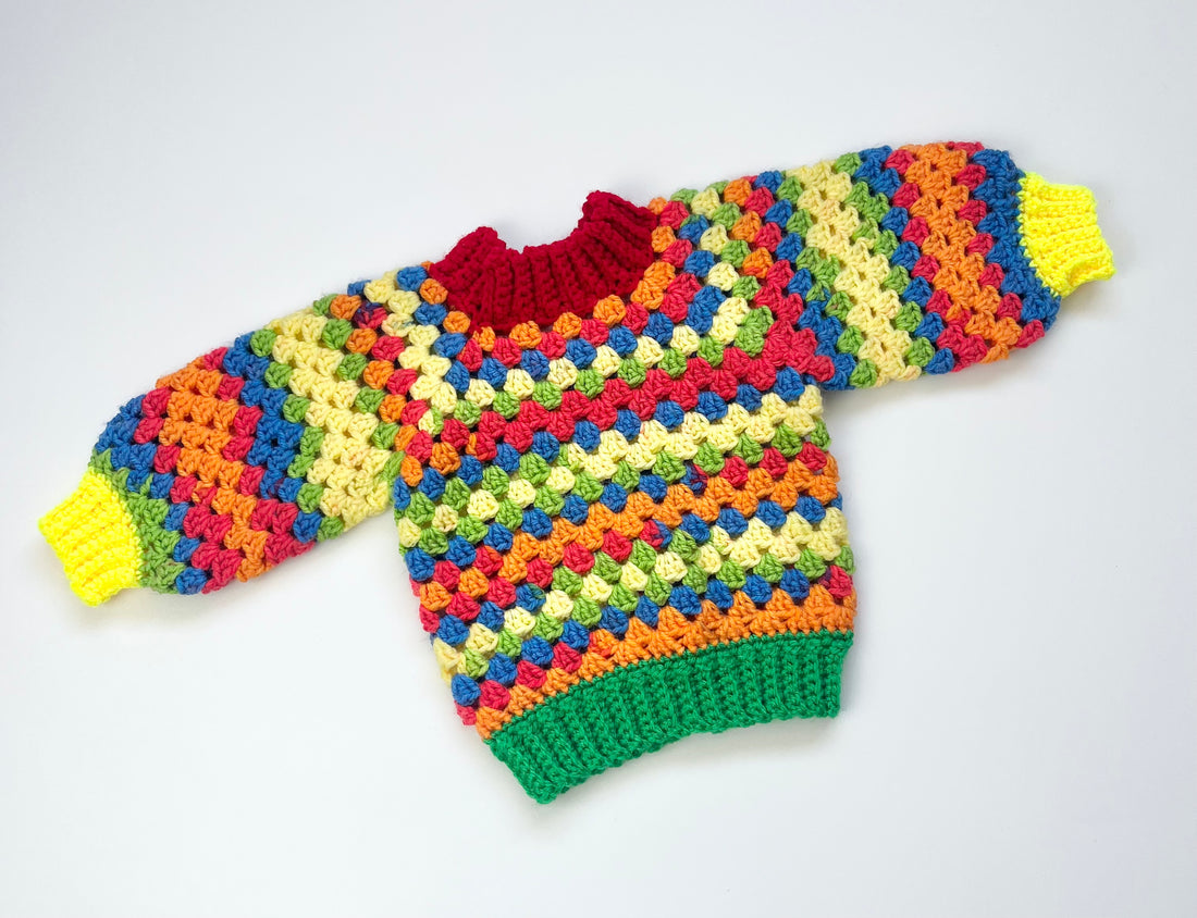 Hand Crocheted Multi-Coloured Jumper ~ 3-6 Months