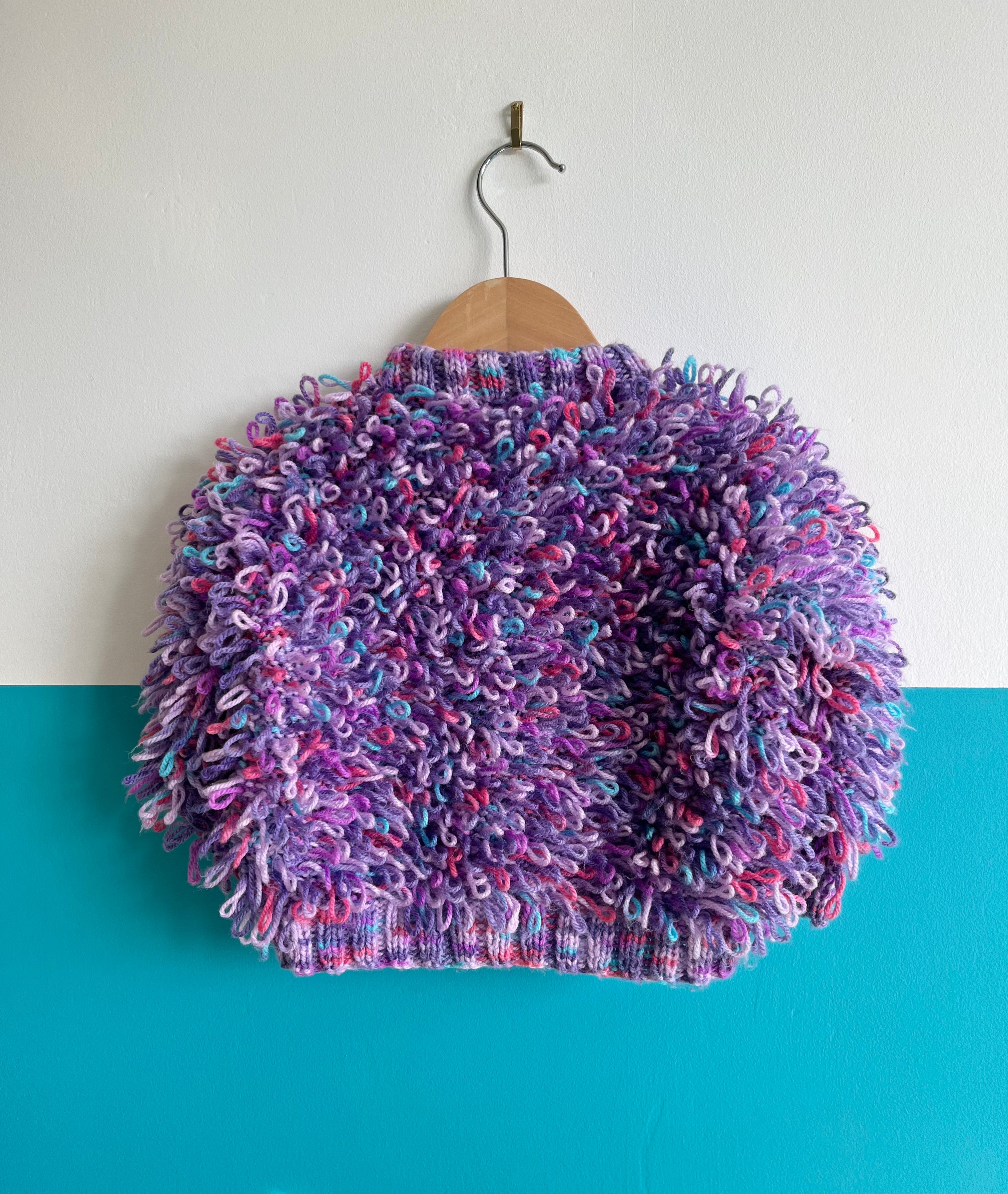 Pink & Purple Hand Knitted Loop Cardigan ~ 1-2 Years