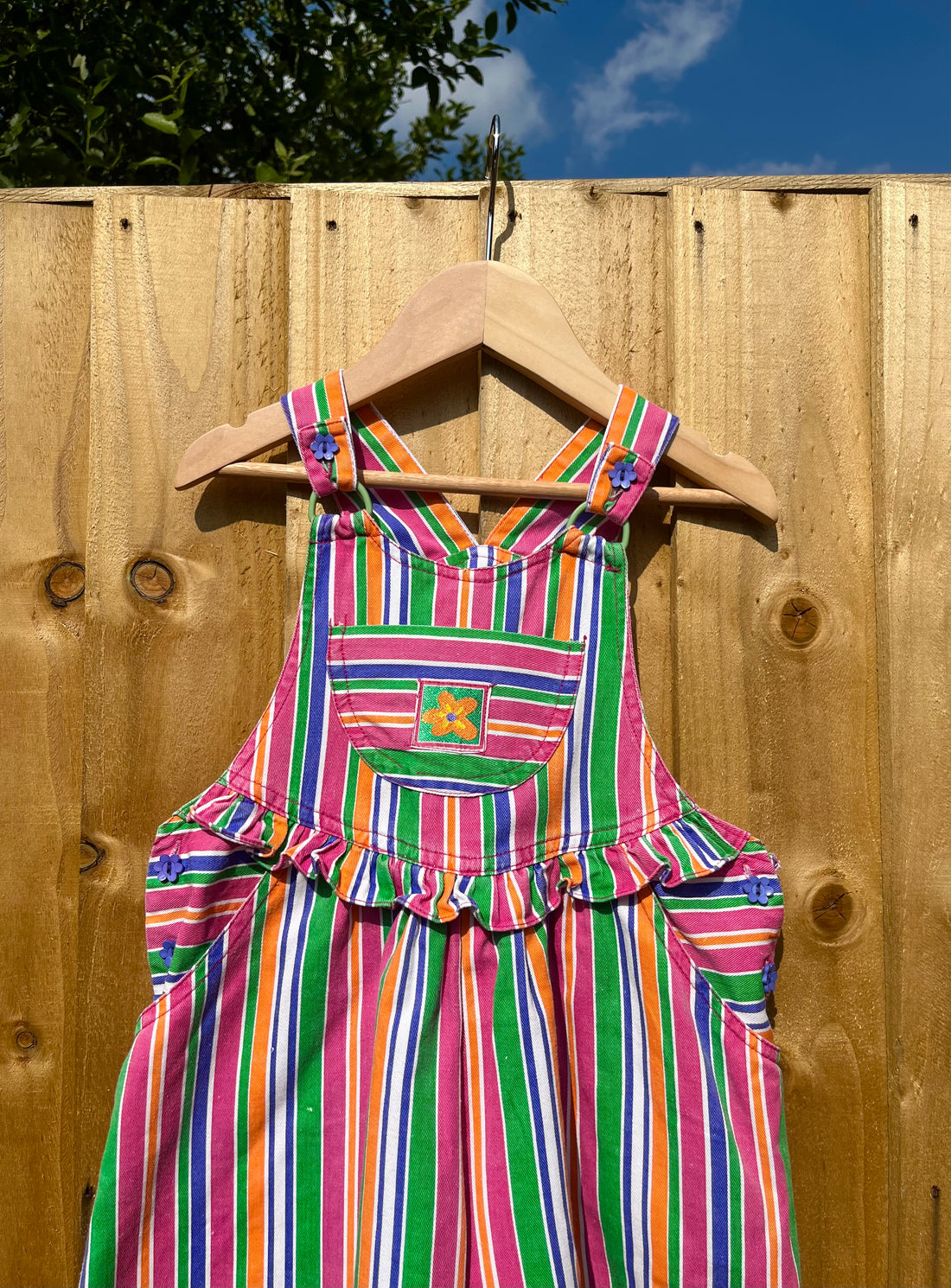 Vintage Bright Multi-Stripe Shortalls ~ 2-4 Years