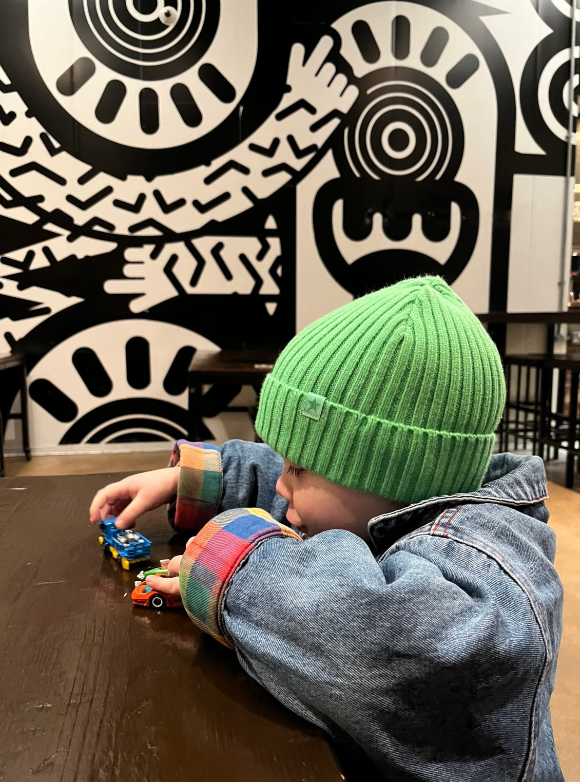 Vintage Padded Thick Denim Jacket W/ Multi-Check Lining ~ 2-3 Years