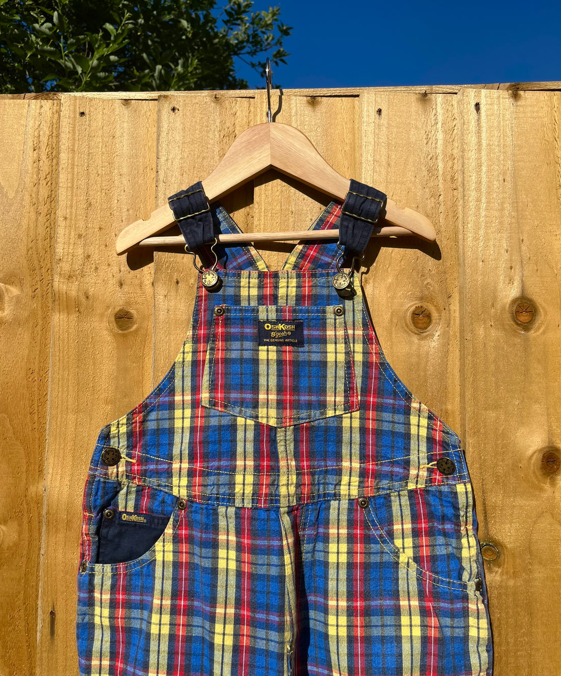 Vintage OshKosh Primary Colour Check Shortalls ~ 3 Years
