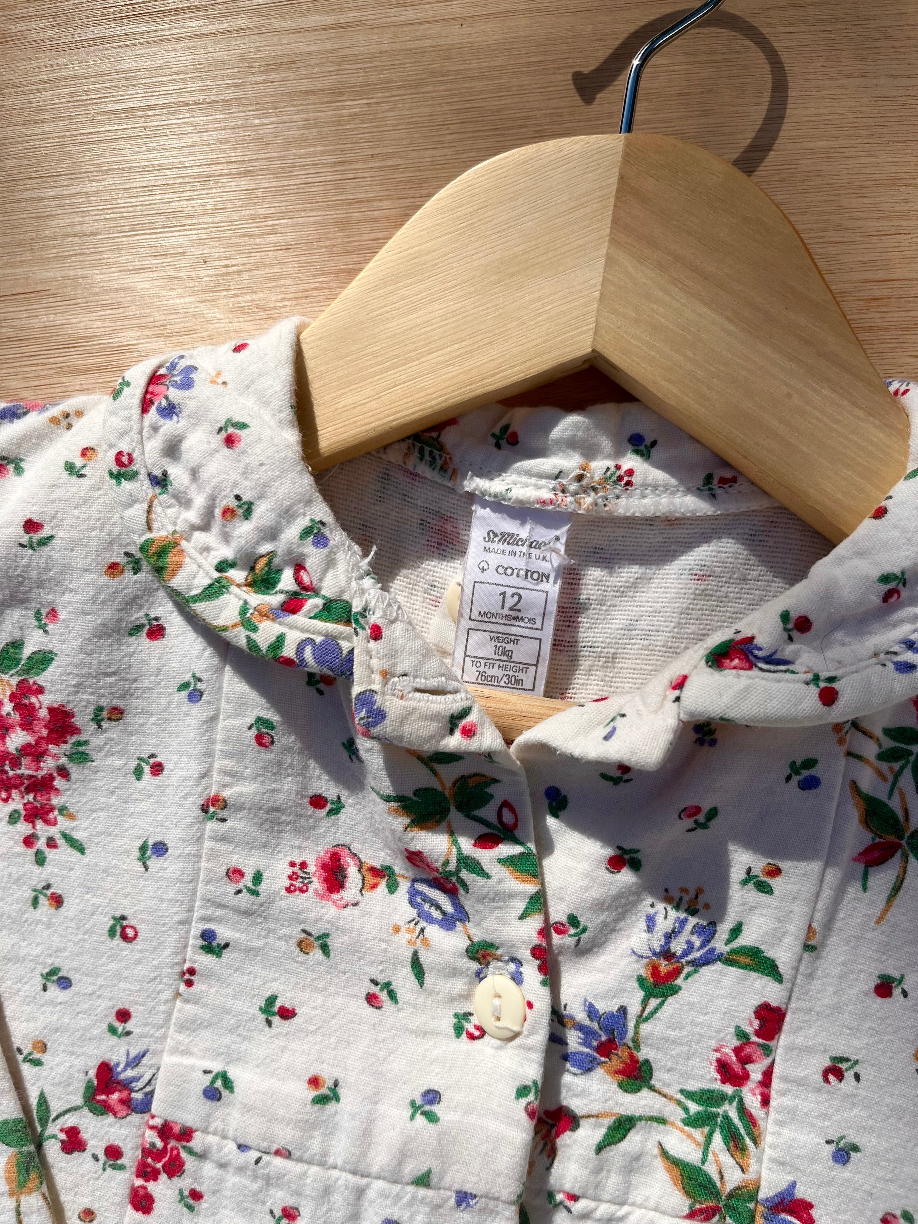 Beautiful Vintage St. Michael Floral Patterned Jersey Jumpsuit ~ 12 Months