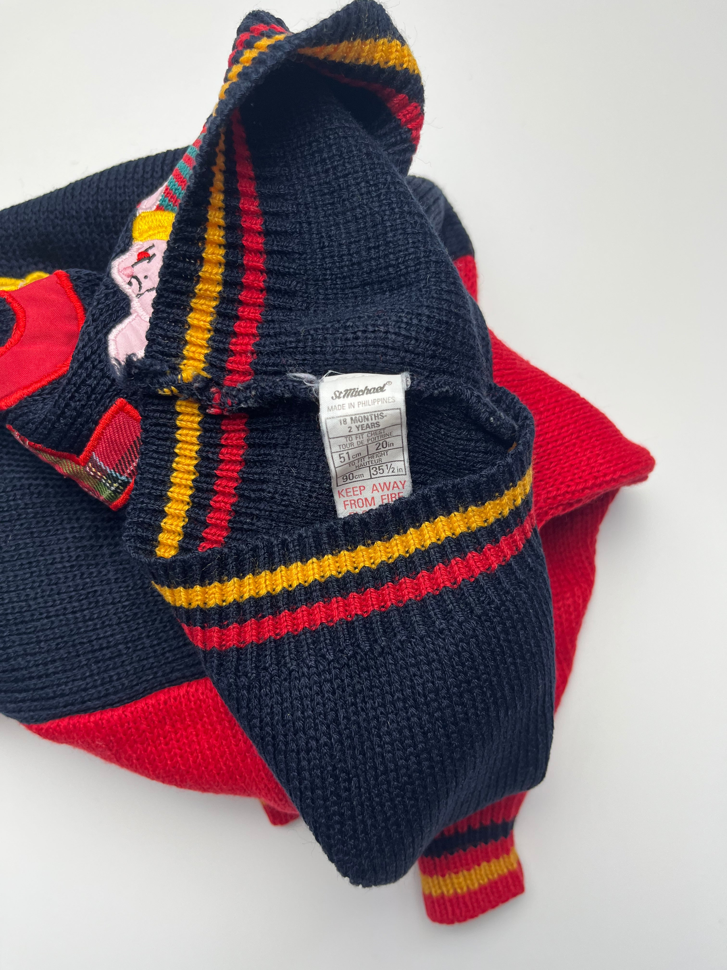 Vintage Winnie The Pooh & Piglet Navy & Red Jumper ~ 18-24 Months