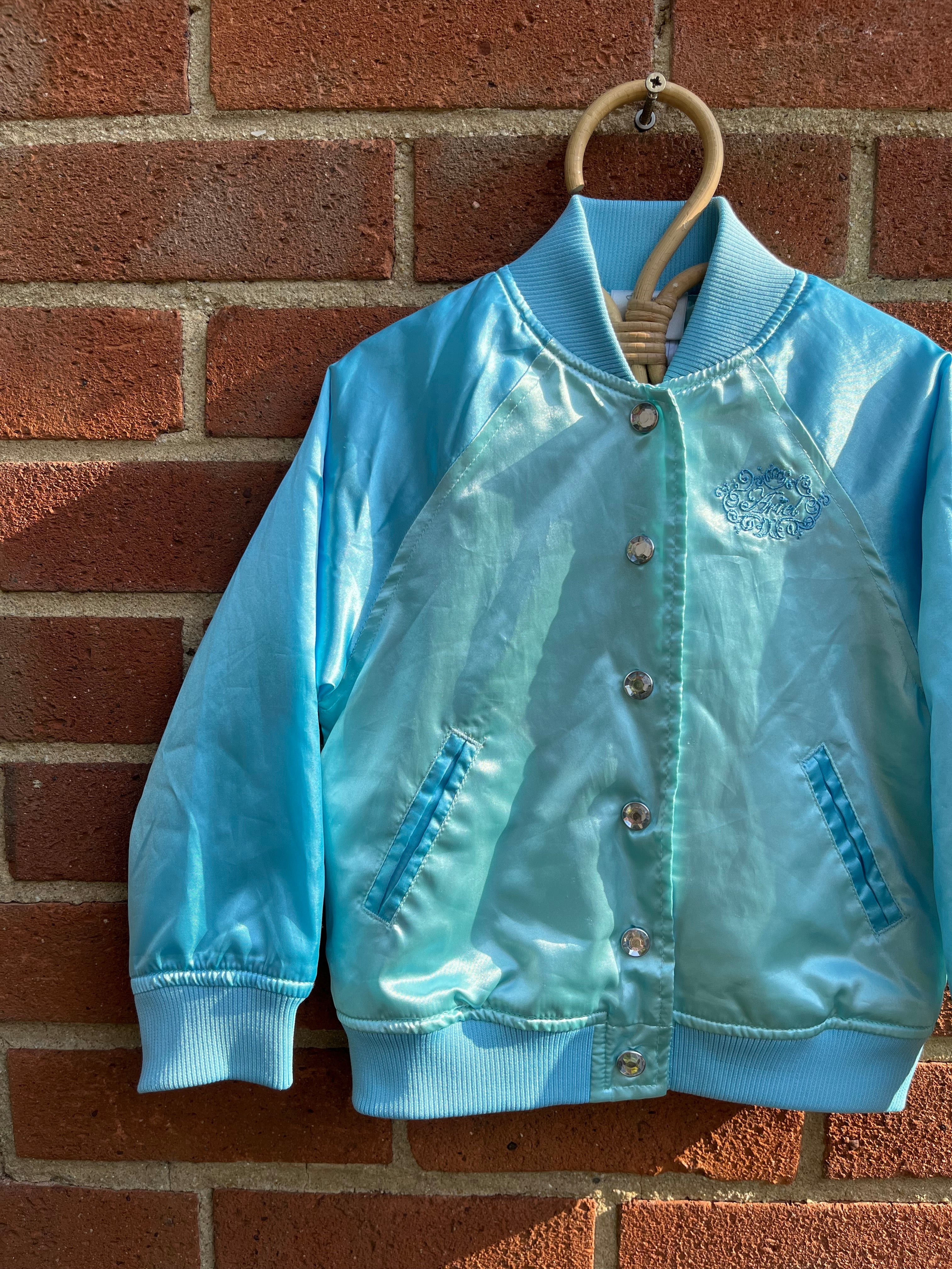 Super Vintage Walt Disney ‘Ariel’ Blue Silky Varsity Jacket ~ 4 Years