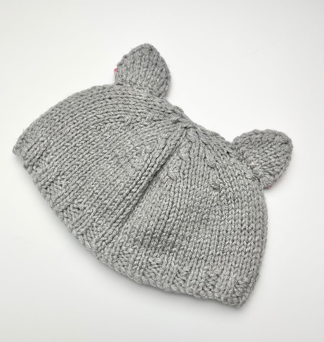 Hand Knitted Grey Cat Hat ~ 3-5 Years