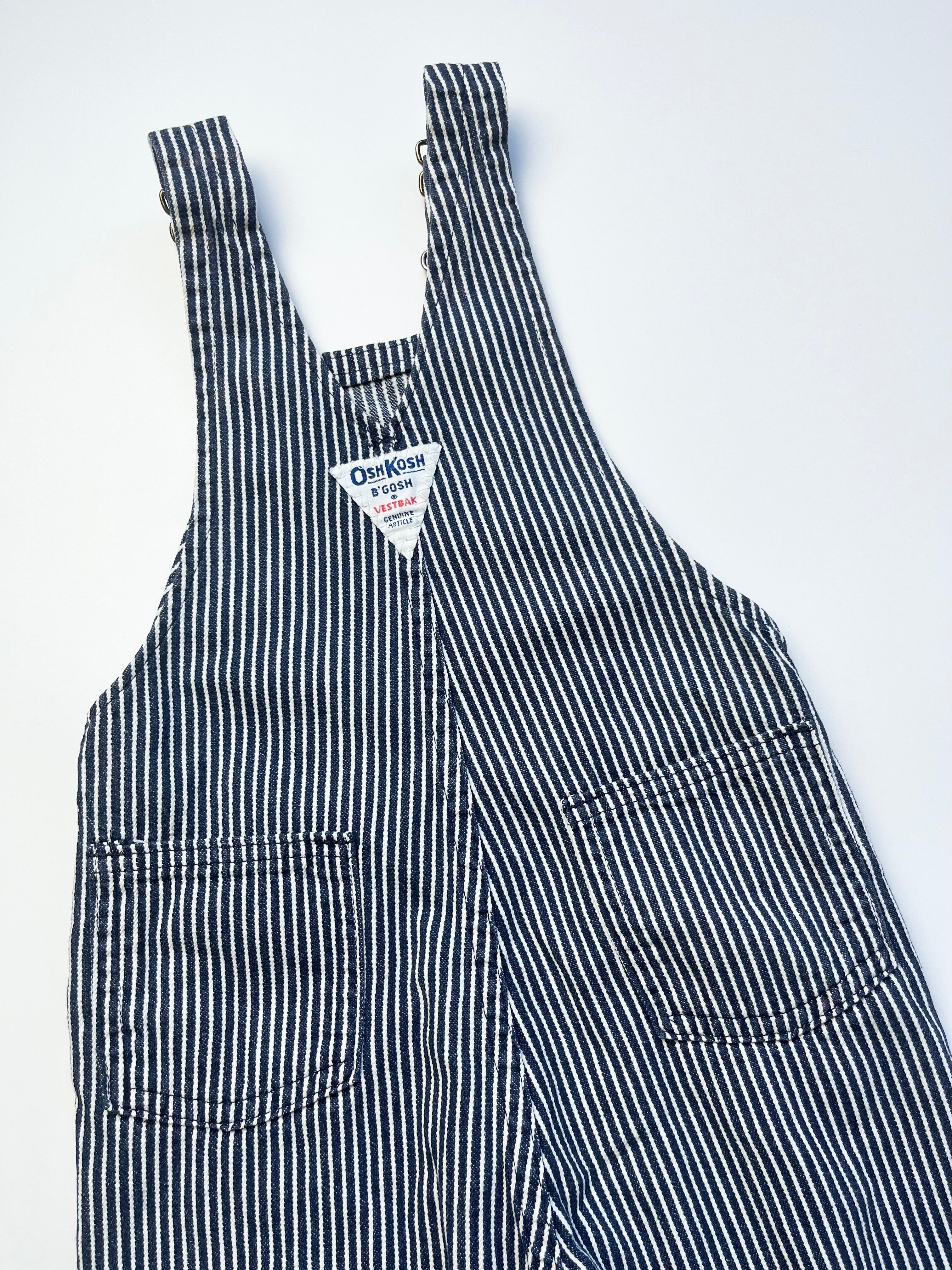 Vintage OshKosh Classic Hickory Stripe Dungarees ~ 12-18 Months