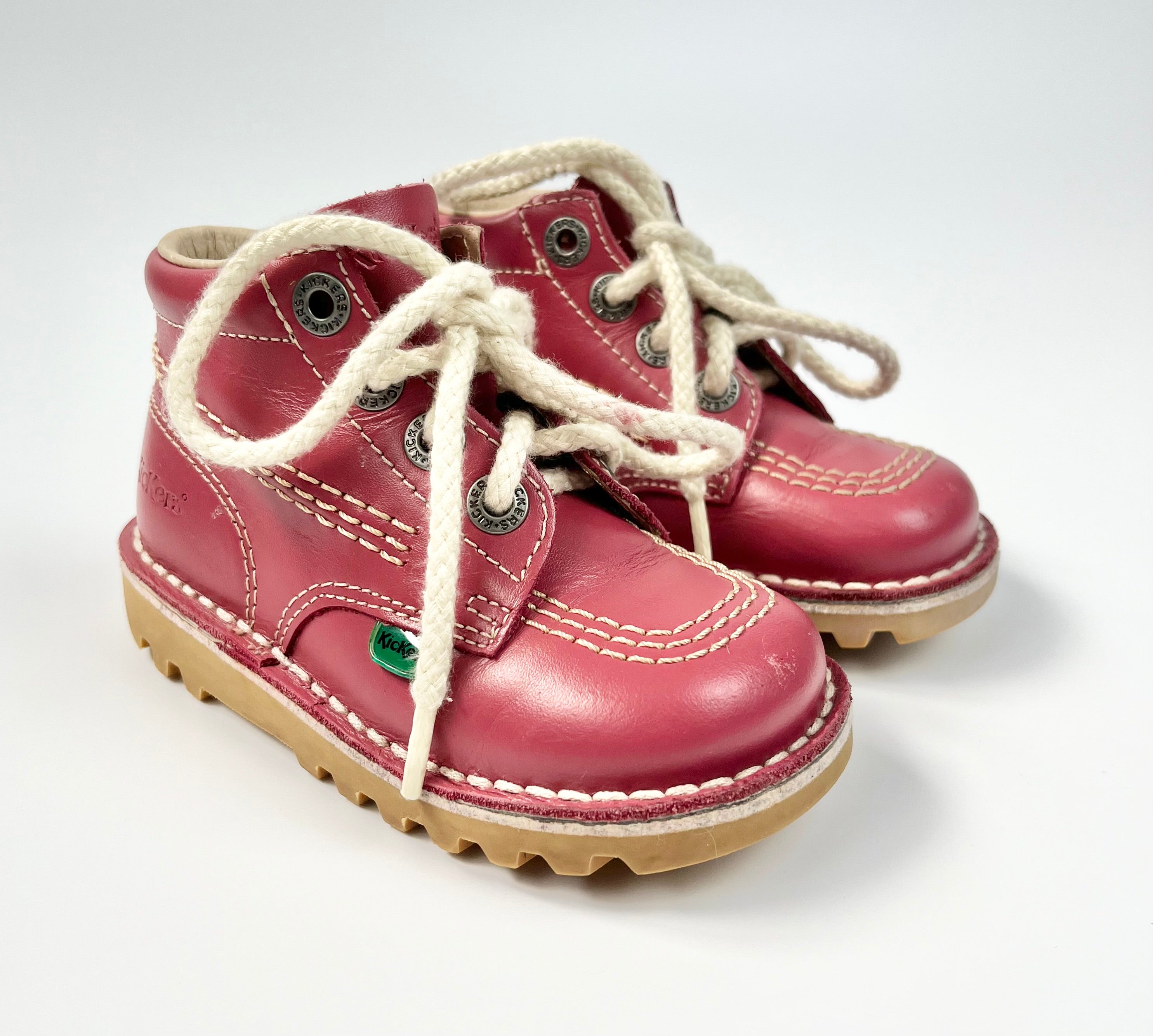 Kickers Pink Leather Lace-Up Boots ~ UK Infant Size 7