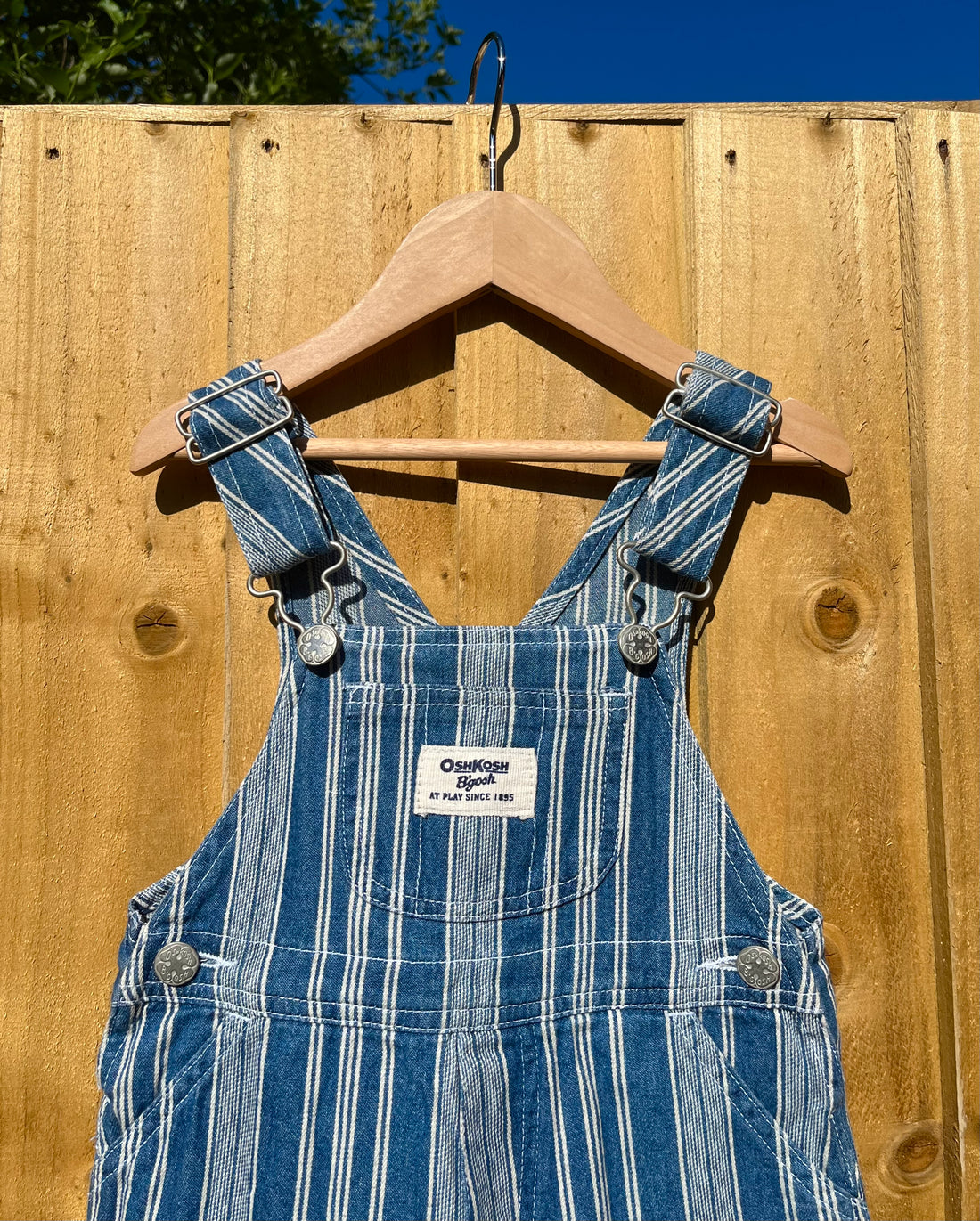 Vintage OshKosh Blue & White Stripey Shortalls ~ 12-18 Months