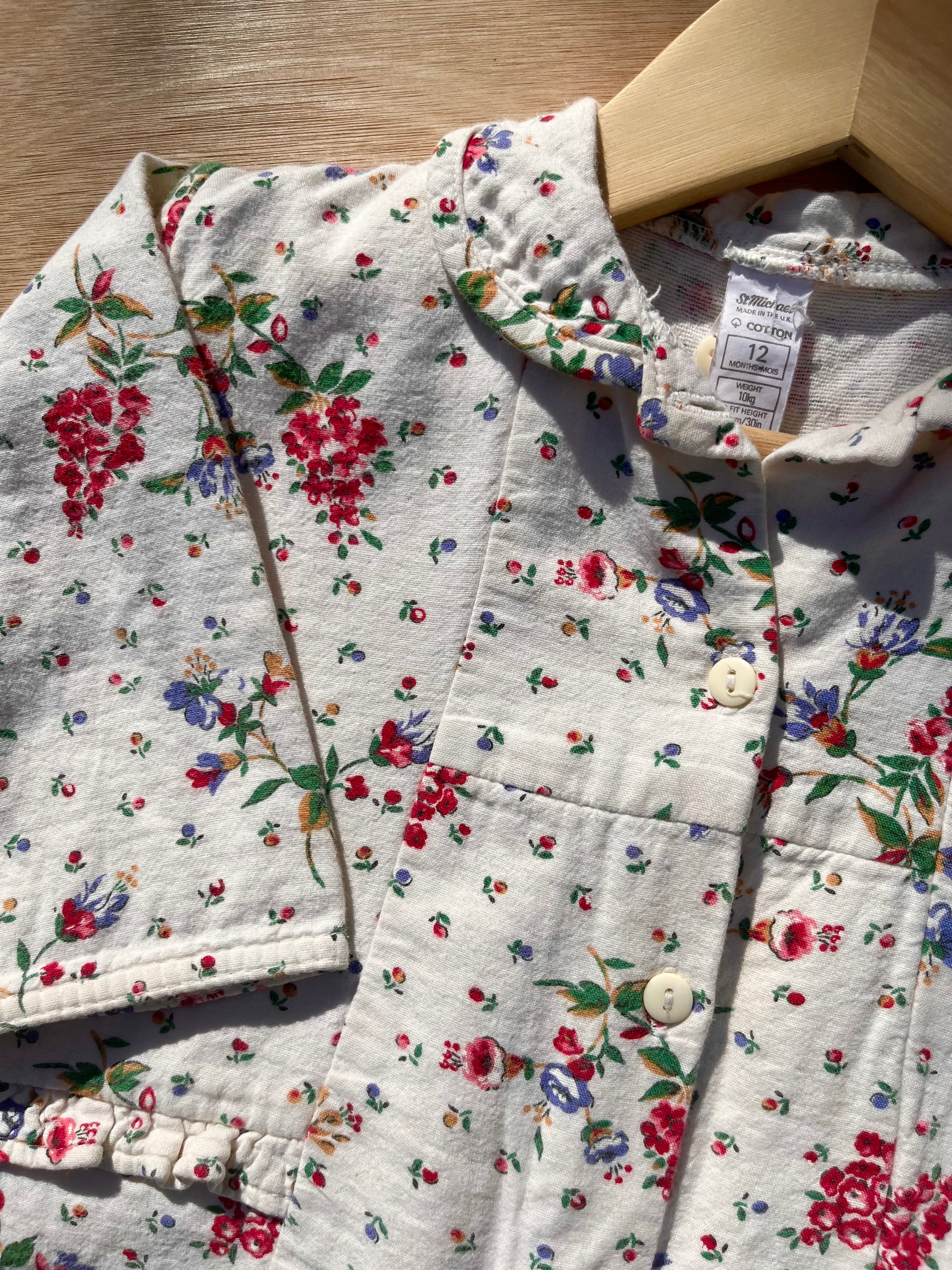 Beautiful Vintage St. Michael Floral Patterned Jersey Jumpsuit ~ 12 Months