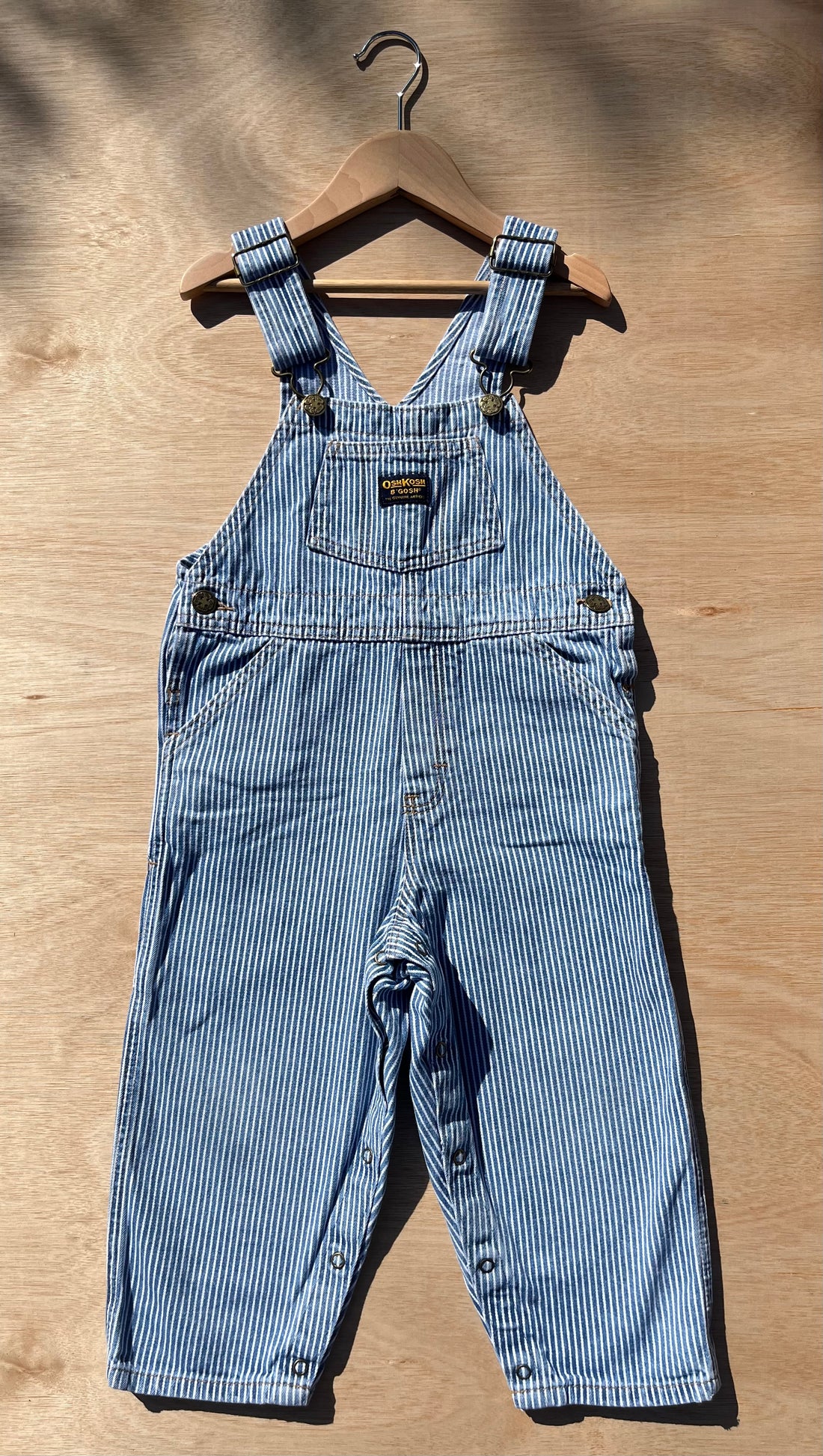 Classic Vintage OshKosh Blue & White Hickory Stripe Dungarees ~ 3 Years