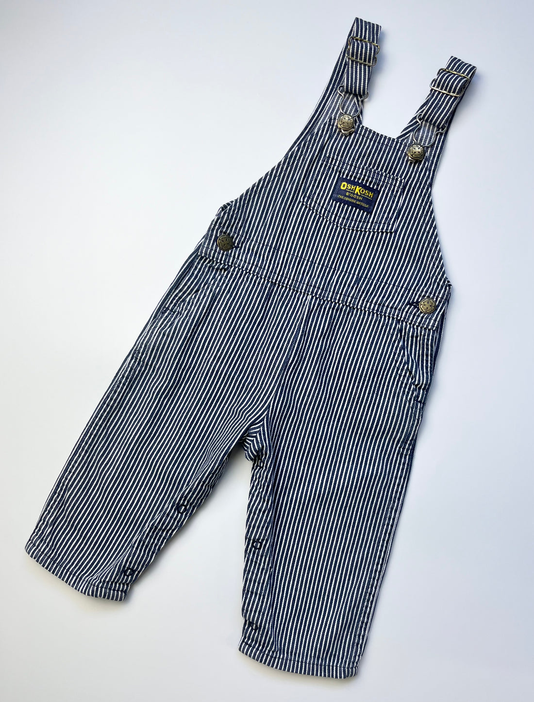 Vintage OshKosh Classic Hickory Stripe Dungarees ~ 12-18 Months