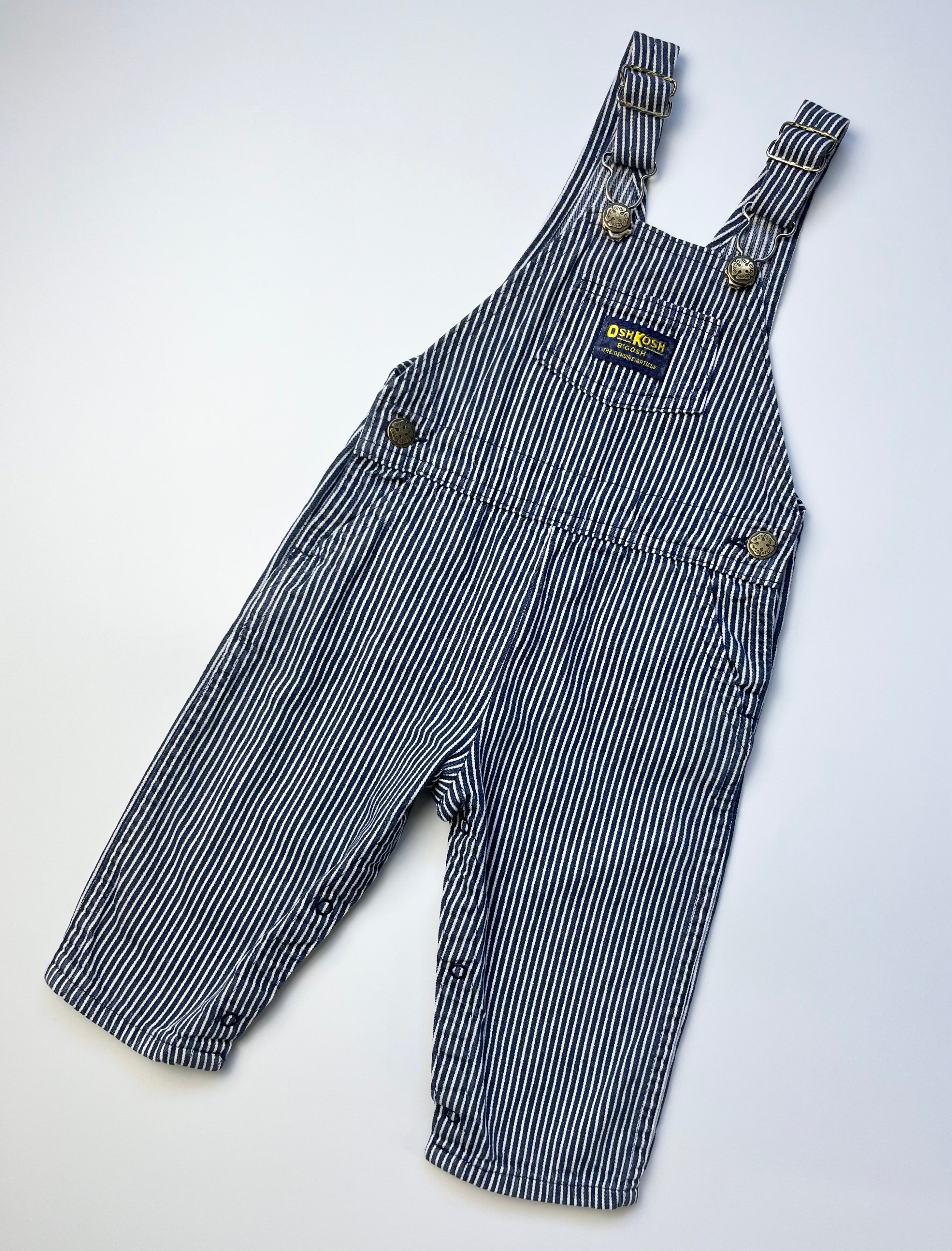 Vintage OshKosh Classic Hickory Stripe Dungarees ~ 12-18 Months