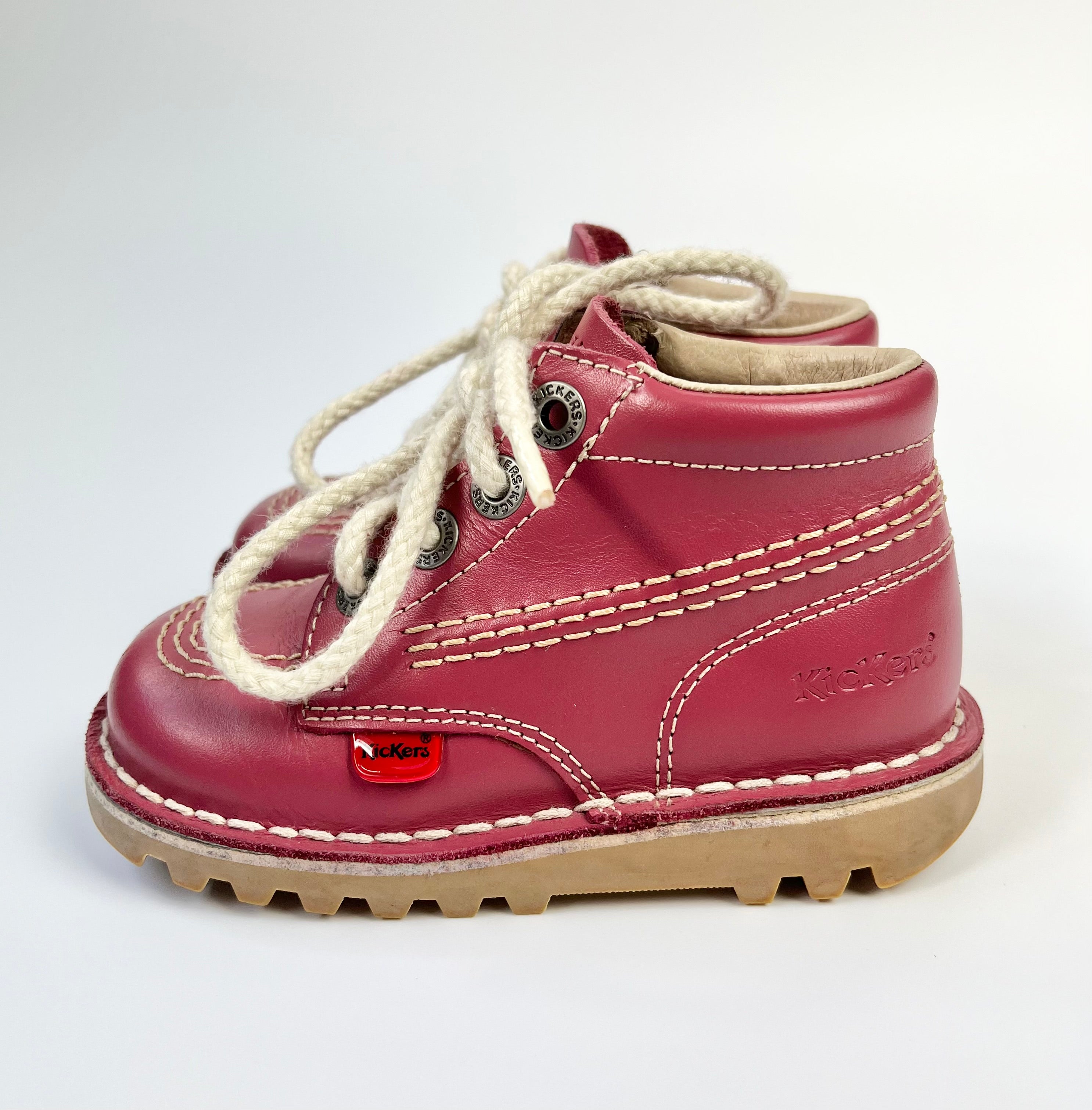 Kickers Pink Leather Lace-Up Boots ~ UK Infant Size 7