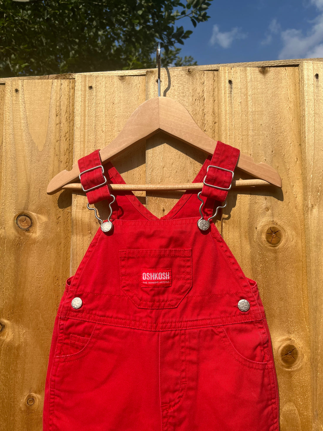 Vintage OshKosh Tomato Red Shortalls ~ 6-9 Months