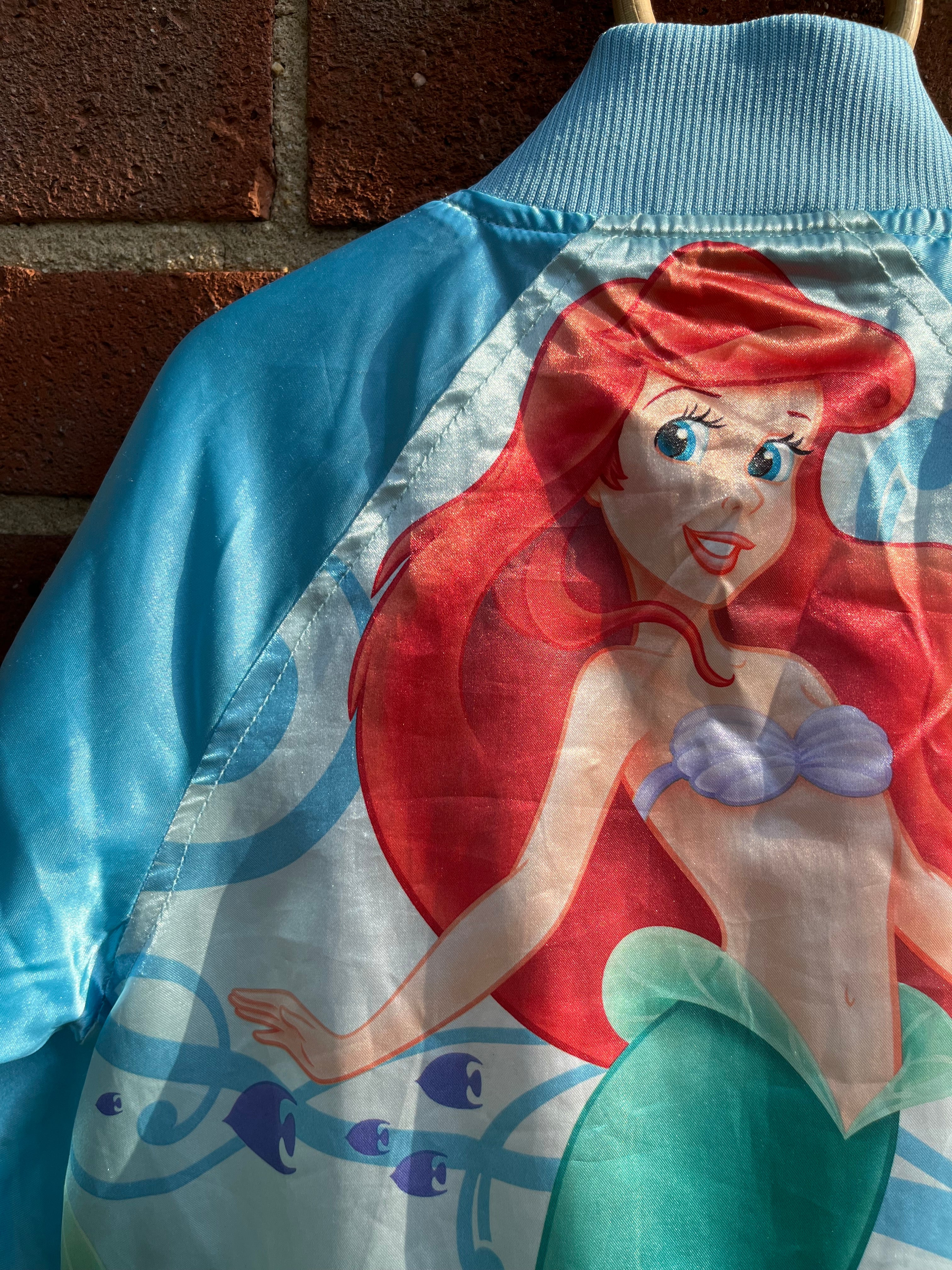 Super Vintage Walt Disney ‘Ariel’ Blue Silky Varsity Jacket ~ 4 Years