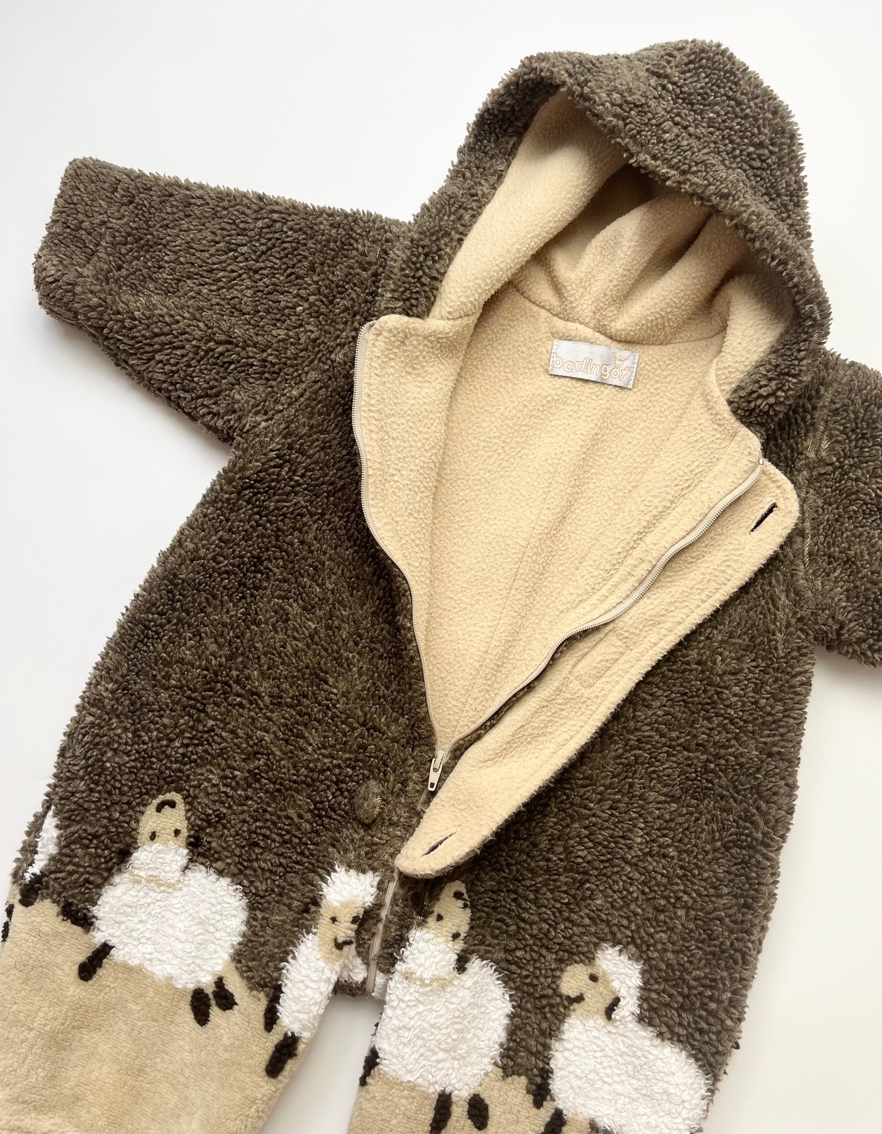 French Vintage Borg All-In-One / Pram Suit ~ 6 Months