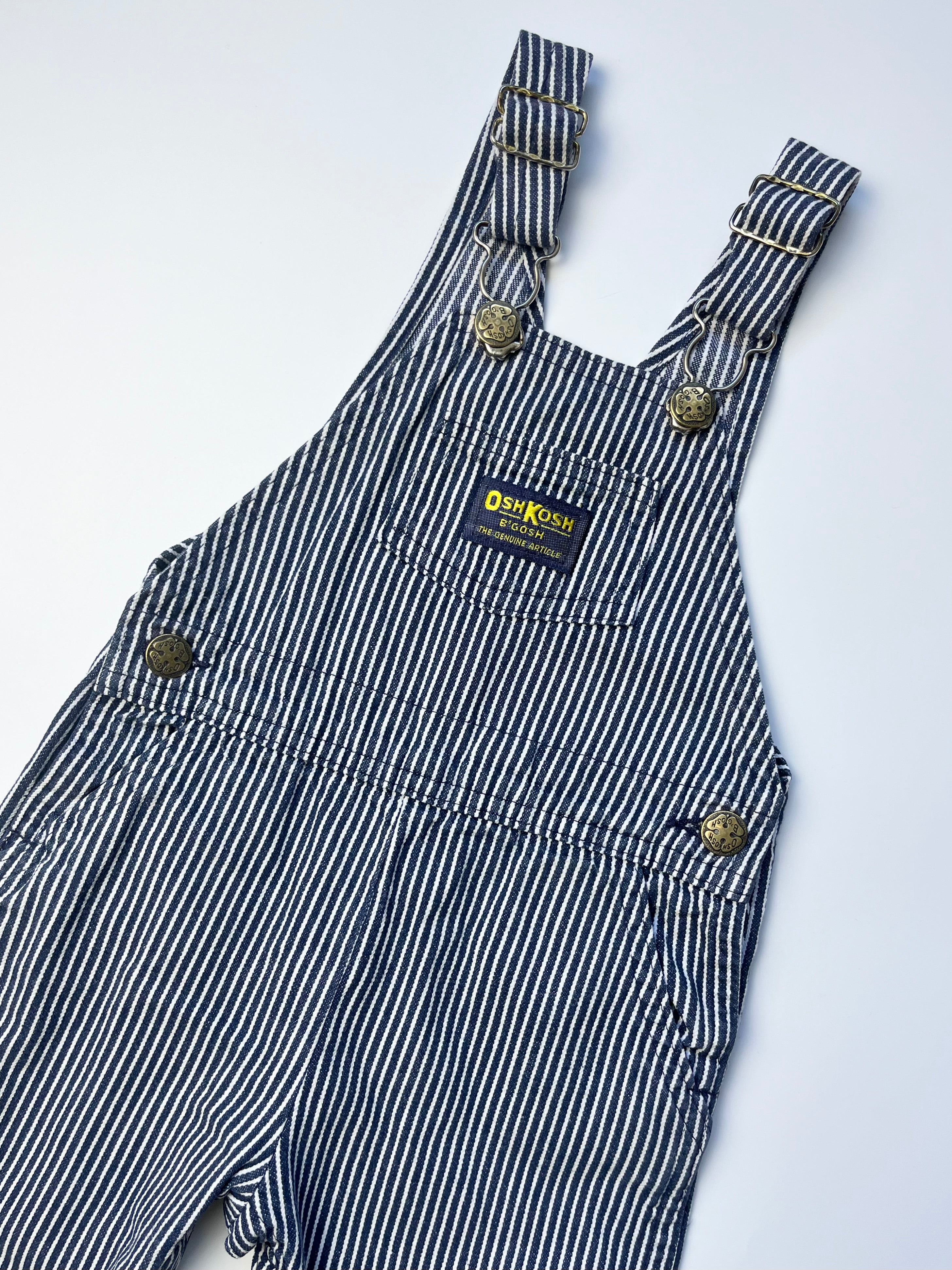 Vintage OshKosh Classic Hickory Stripe Dungarees ~ 12-18 Months