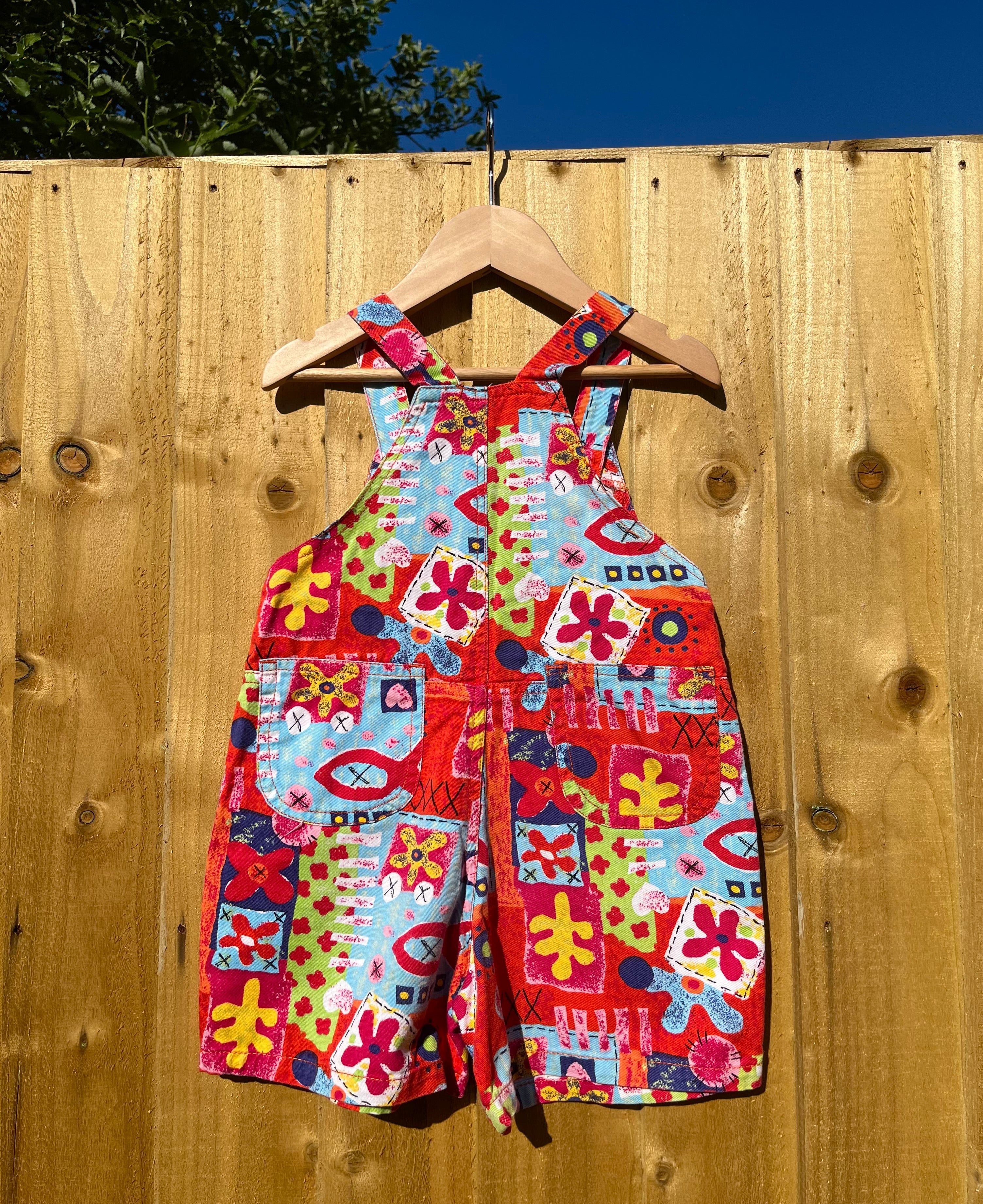 Vintage Ladybird Patterned Cotton Shortalls ~ 2-3 Years