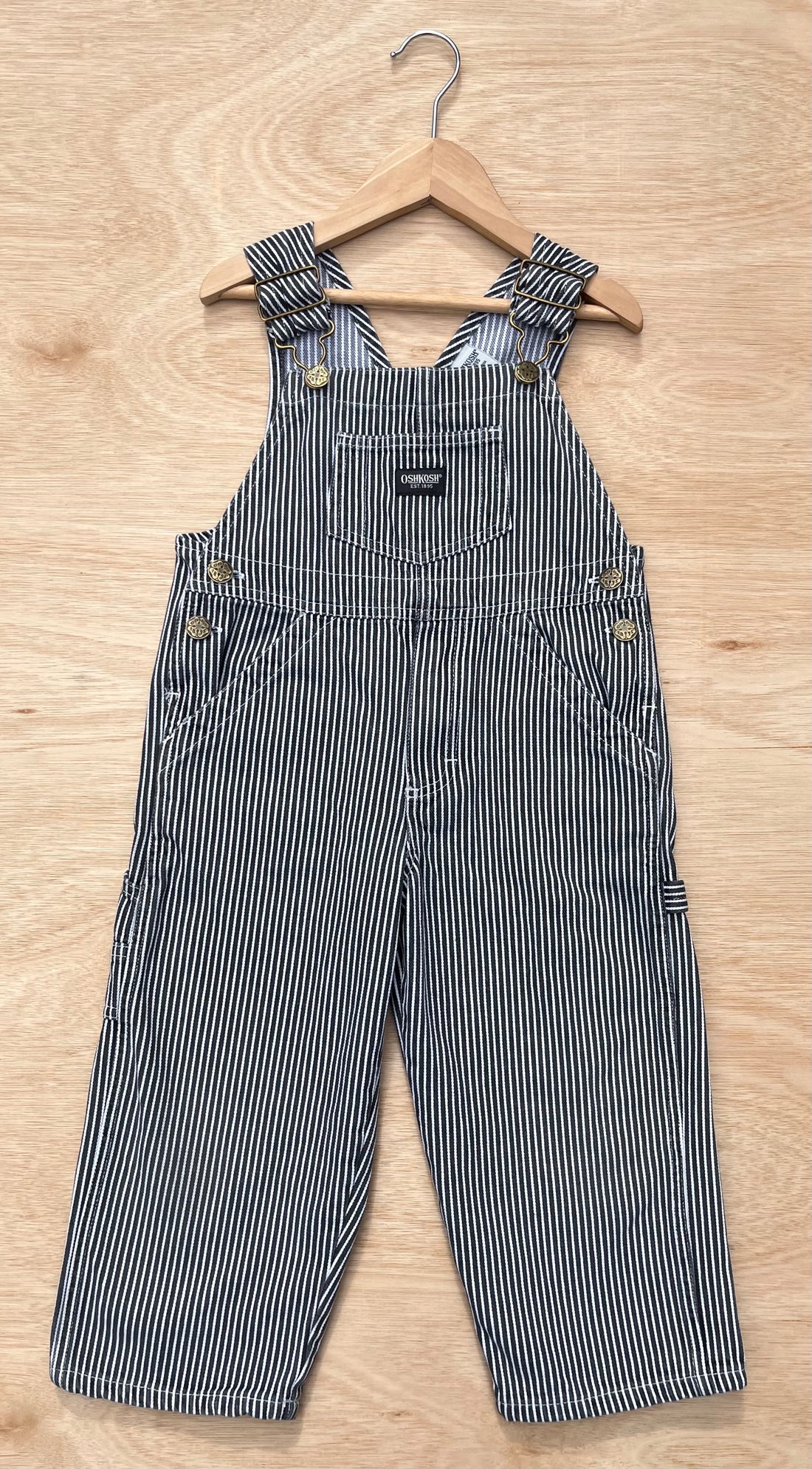 Vintage OshKosh Black & White Hickory Stripe Dungarees ~ 3 Years