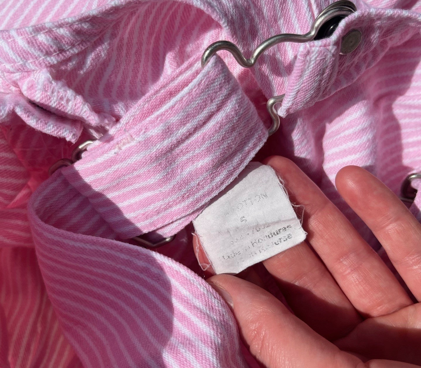 Vintage OshKosh Pink & White Hickory Stripe Pinafore Dress ~ 5 Years