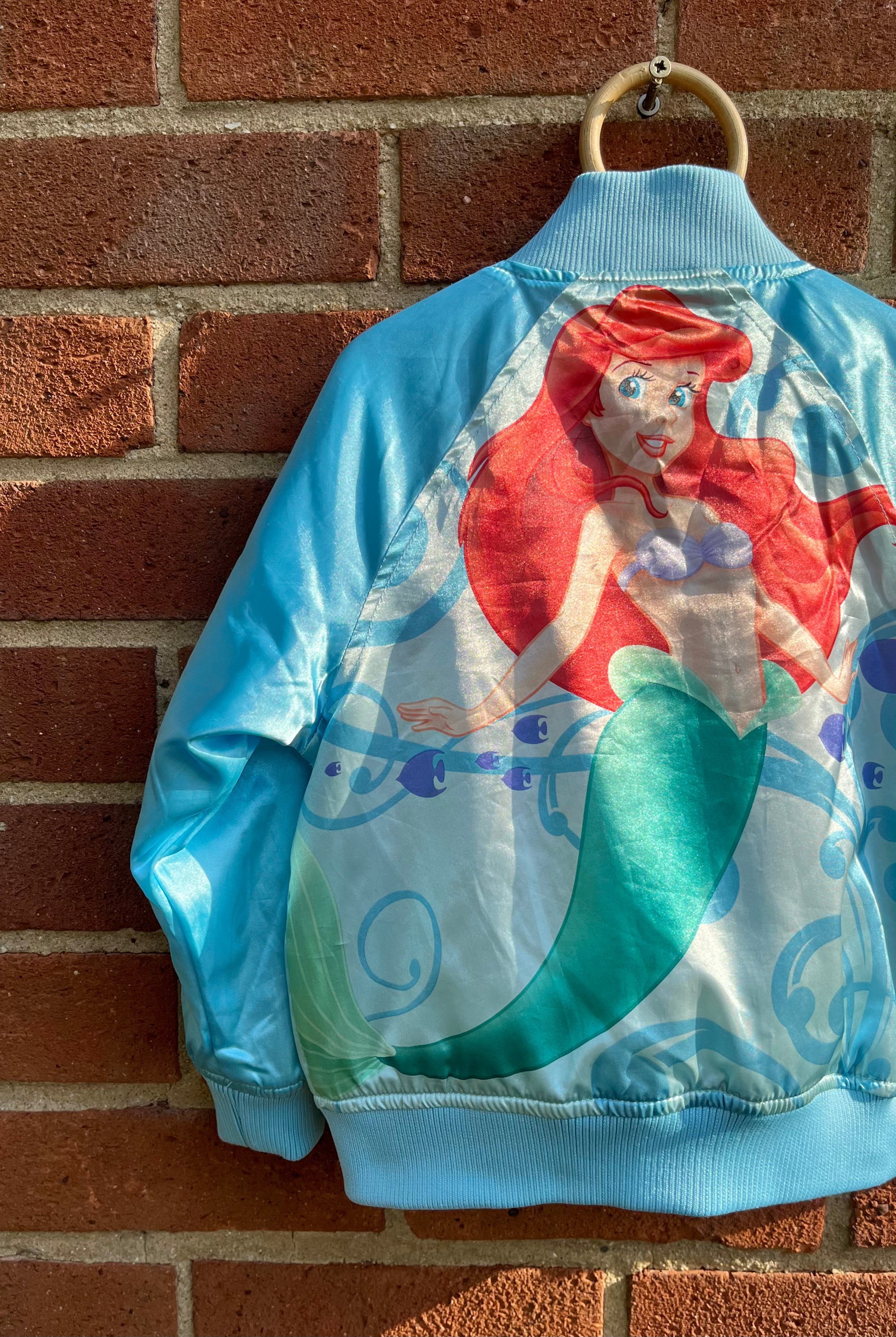 Super Vintage Walt Disney ‘Ariel’ Blue Silky Varsity Jacket ~ 4 Years