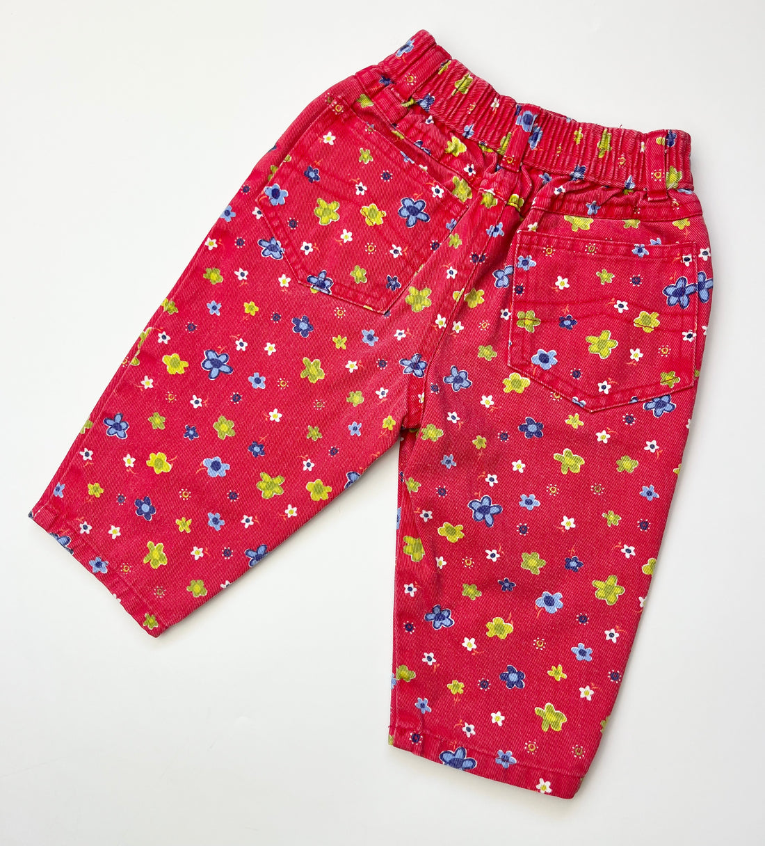 Vintage Adams Red Floral Jeans ~ 3-6 Months
