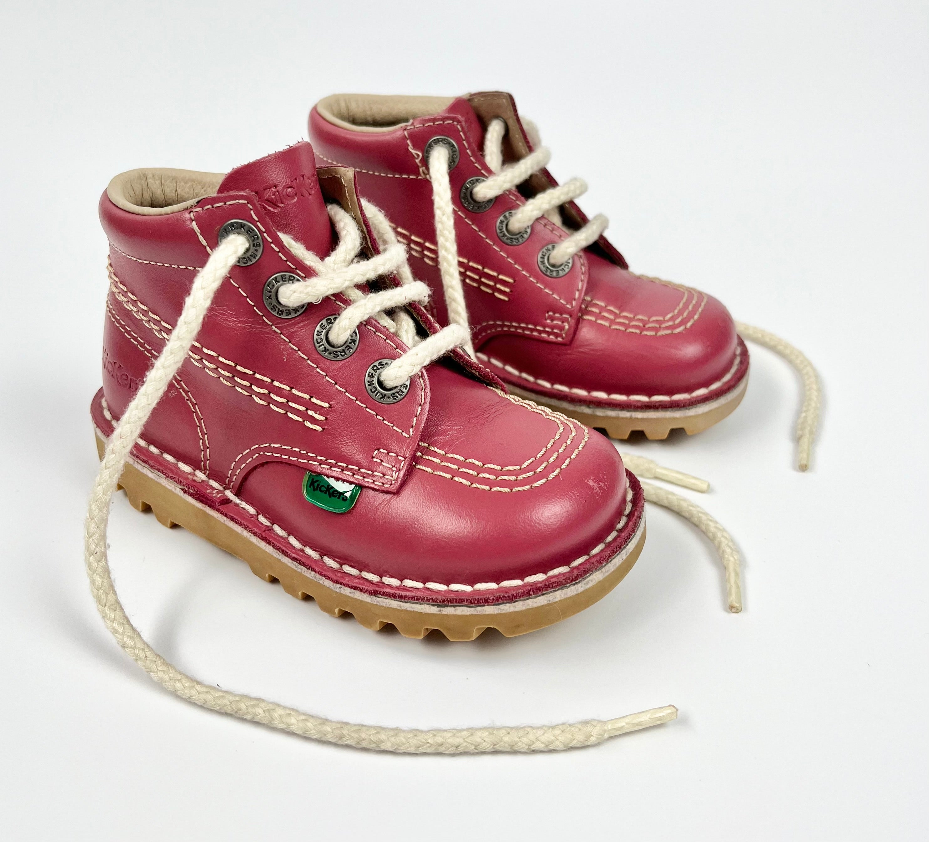 Kickers Pink Leather Lace-Up Boots ~ UK Infant Size 7