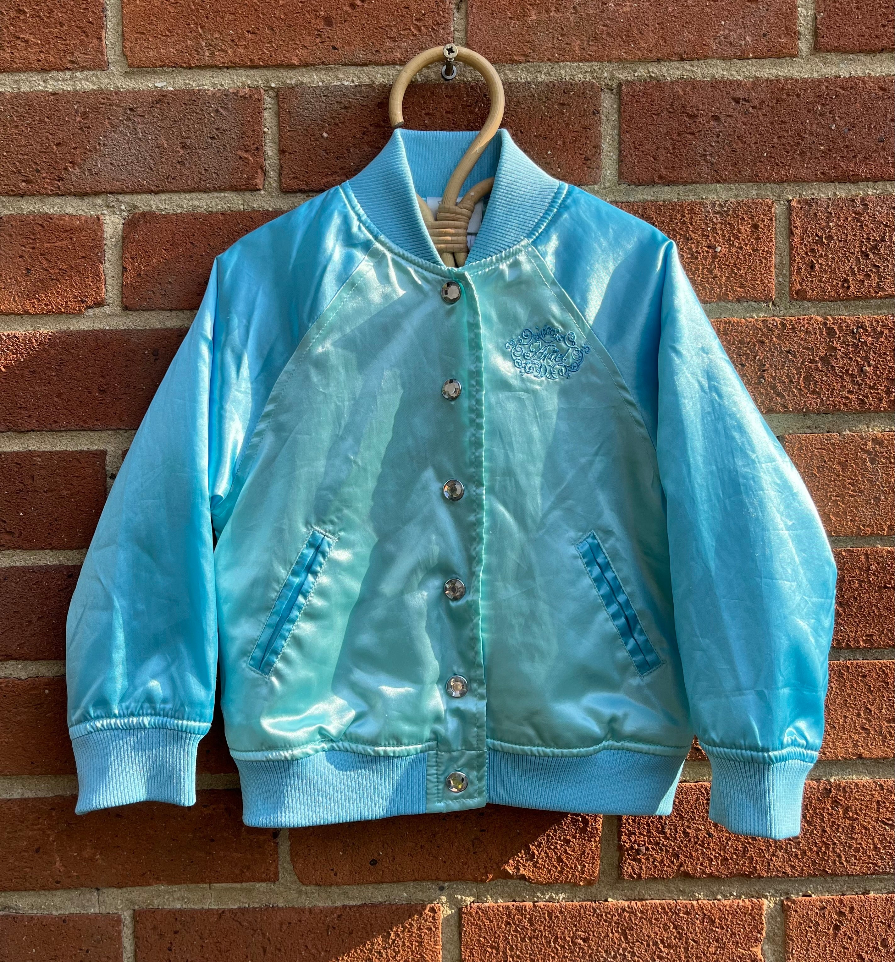 Super Vintage Walt Disney ‘Ariel’ Blue Silky Varsity Jacket ~ 4 Years