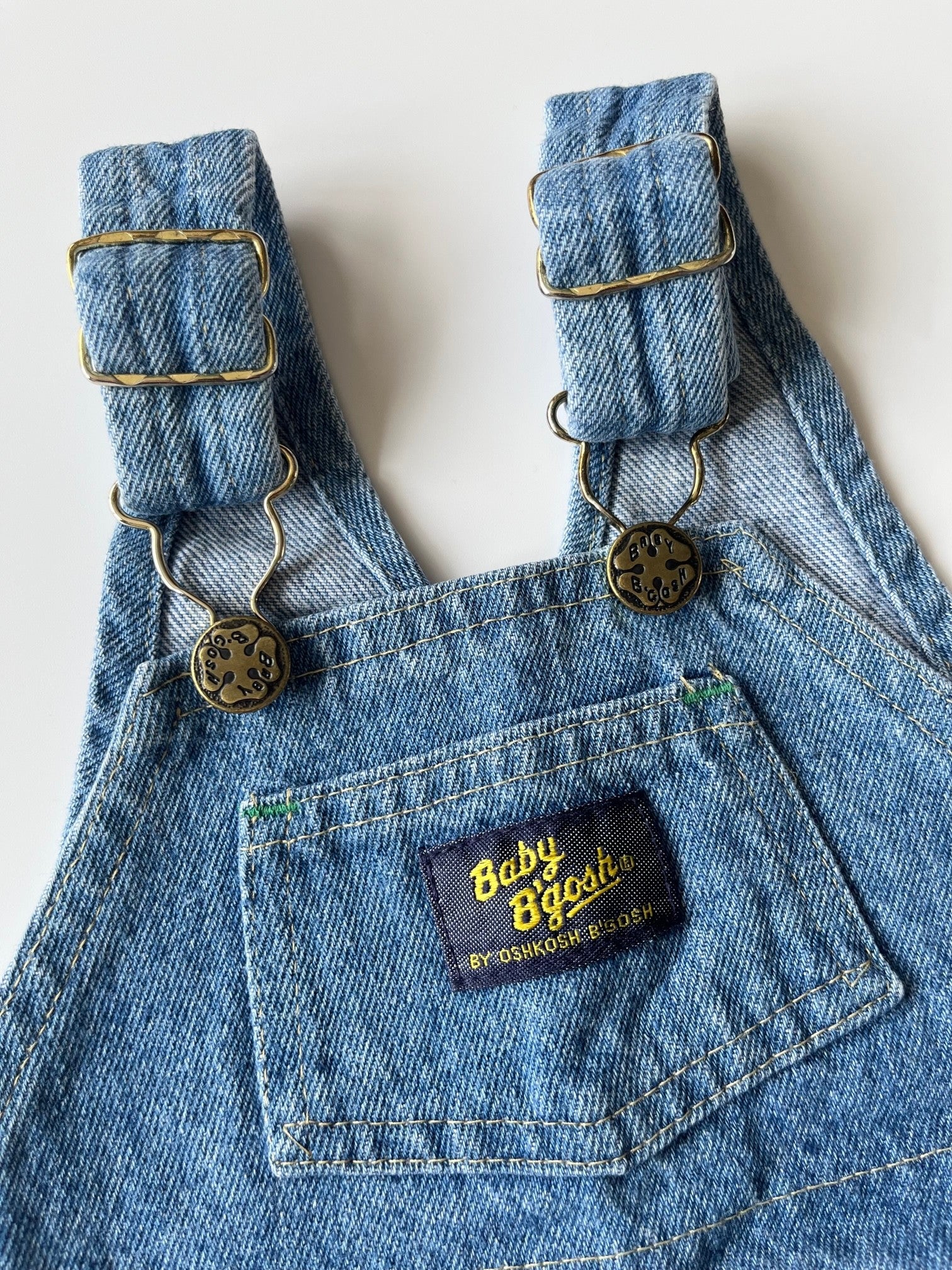 Vintage OshKosh Light Blue Denim Shortalls ~ 9-12 Months