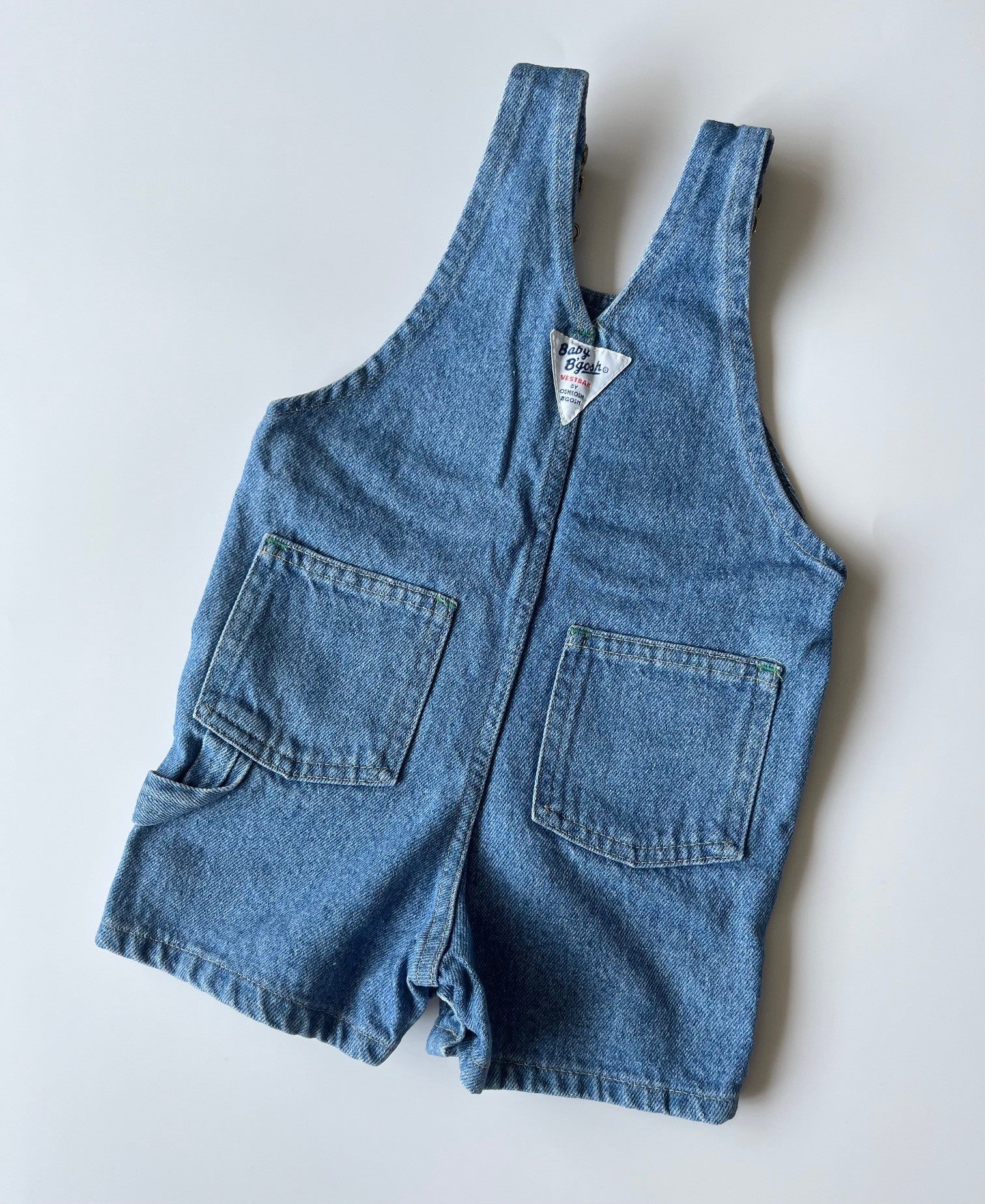 Vintage OshKosh Light Blue Denim Shortalls ~ 9-12 Months