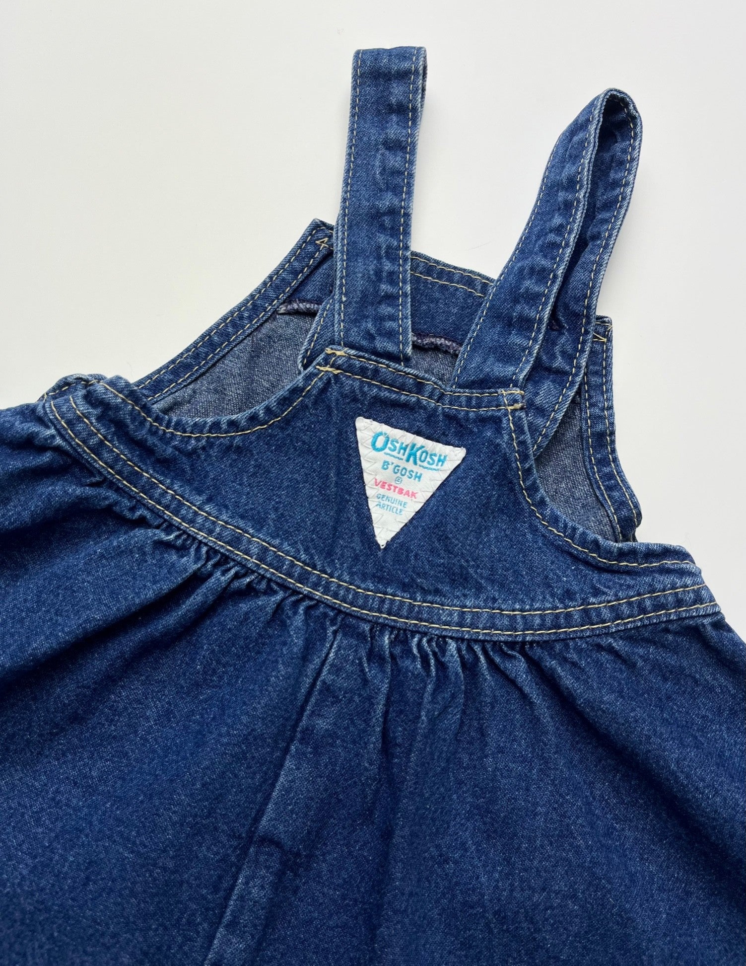 Vintage OshKosh Dark Blue Denim Pinafore Dress ~ 9-12 Months