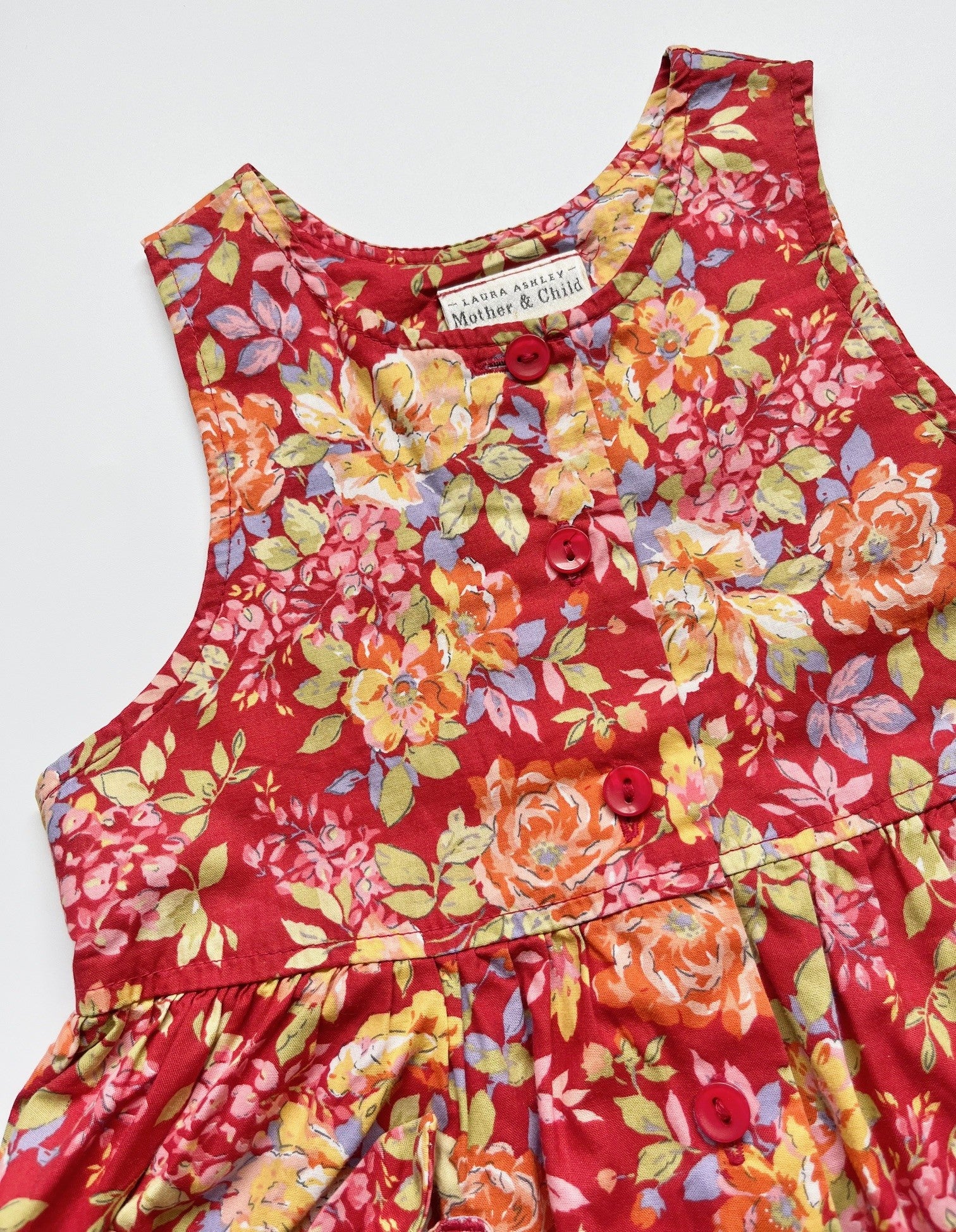 Vintage Laura Ashley Red Floral Bubble-Fit Romper ~ 18 Months