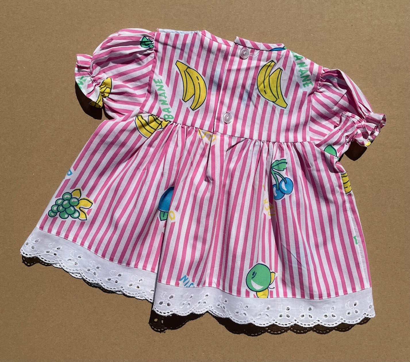 French Vintage Pink & White Striped Dress & Bloomers Set