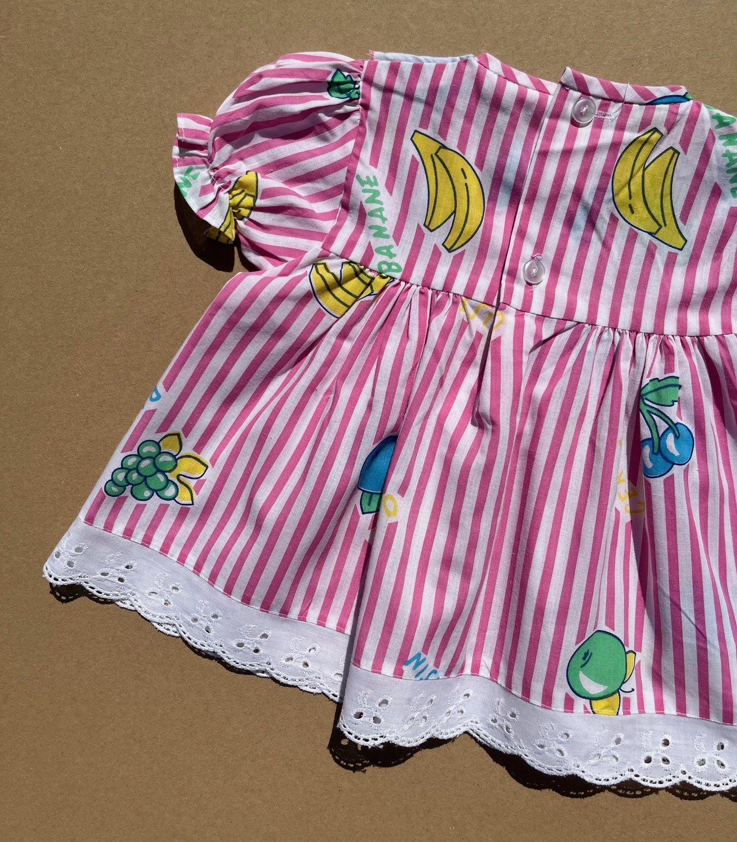 French Vintage Pink & White Striped Dress & Bloomers Set