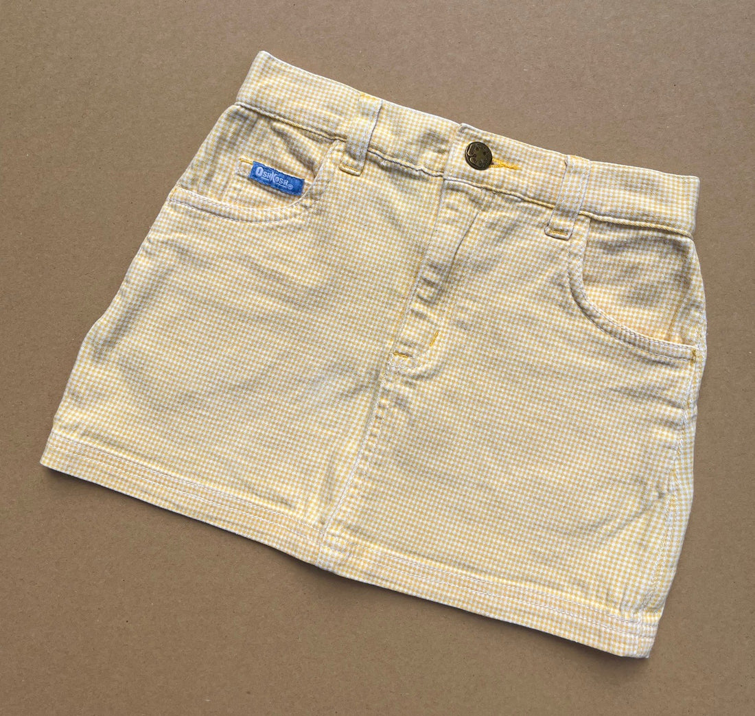 Vintage OshKosh Yellow & White Gingham Skirt ~ 3-4 Years