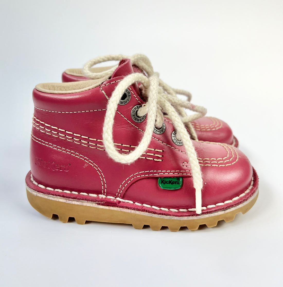 Kickers Pink Leather Lace-Up Boots ~ UK Infant Size 7
