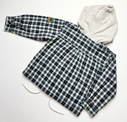 OshKosh Blue &amp; White Check Shirt With Hood ~ 2 Years