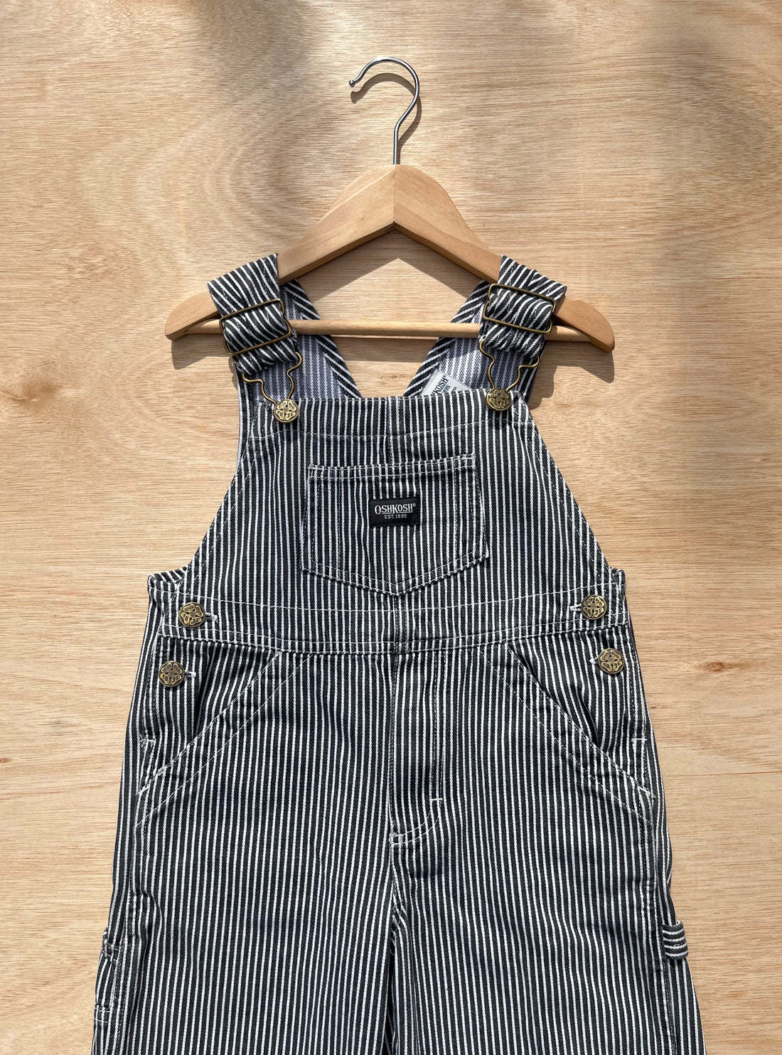 Vintage OshKosh Black & White Hickory Stripe Dungarees ~ 3 Years